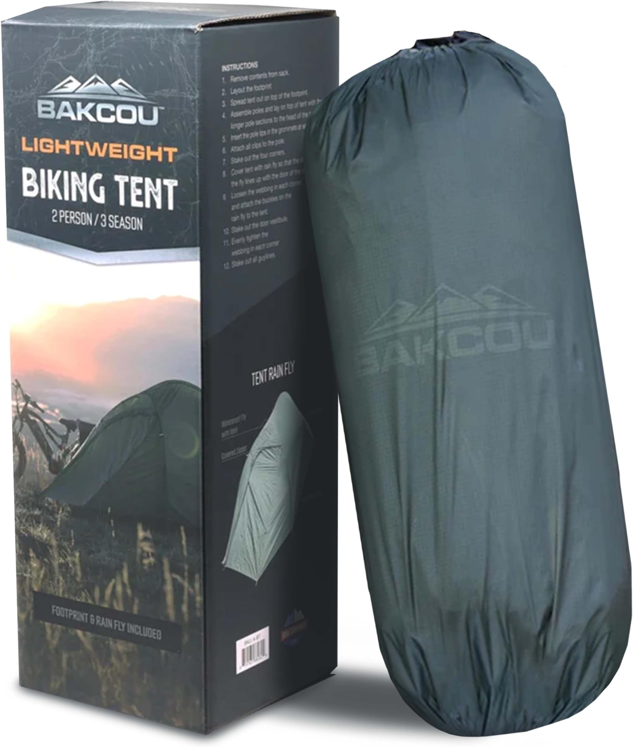 BakcouTent: Lightweight, Heavy Duty 2-Person Tent for Bikepacking Adventures - Easy Setup, Waterproof Fly, Complete Ventilation - Your Ultimate Trail Companion! (54" x 84" Dimensions)