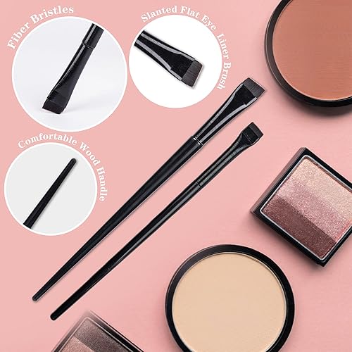 Miniatura 2 de Juego de 16 brochas para delineador de ojos, 12 brochas para delineador de ojos en ángulo fino y 4 brochas para corrector de cejas, brocha ultra