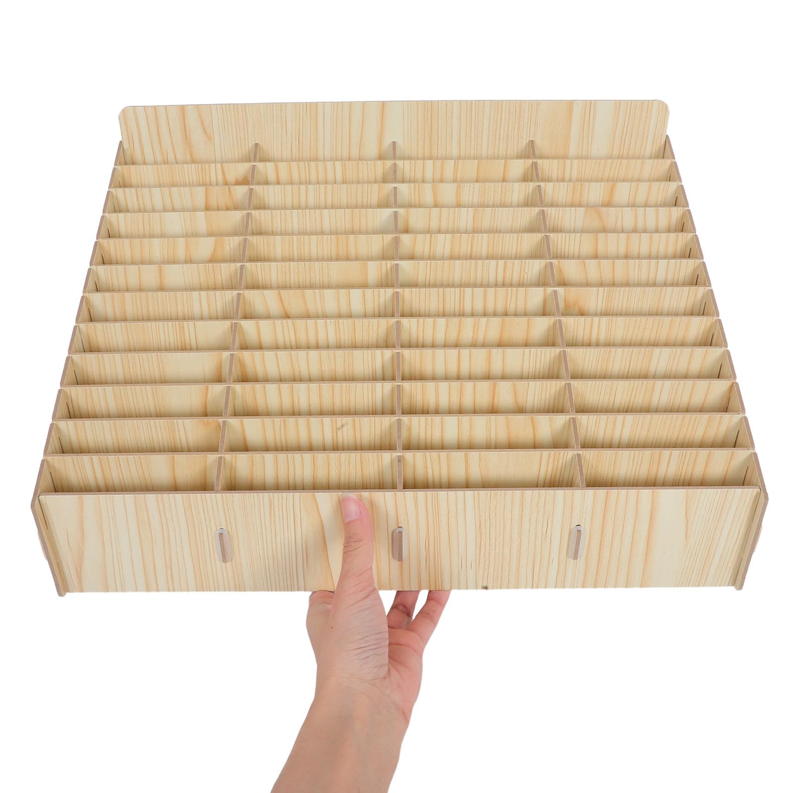 YARNOW Soporte para Teléfono Celular de Madera 48 Rejillas Multigrid, Organizador Compacto para Oficina, Aula y Sala de Reuniones Beige
