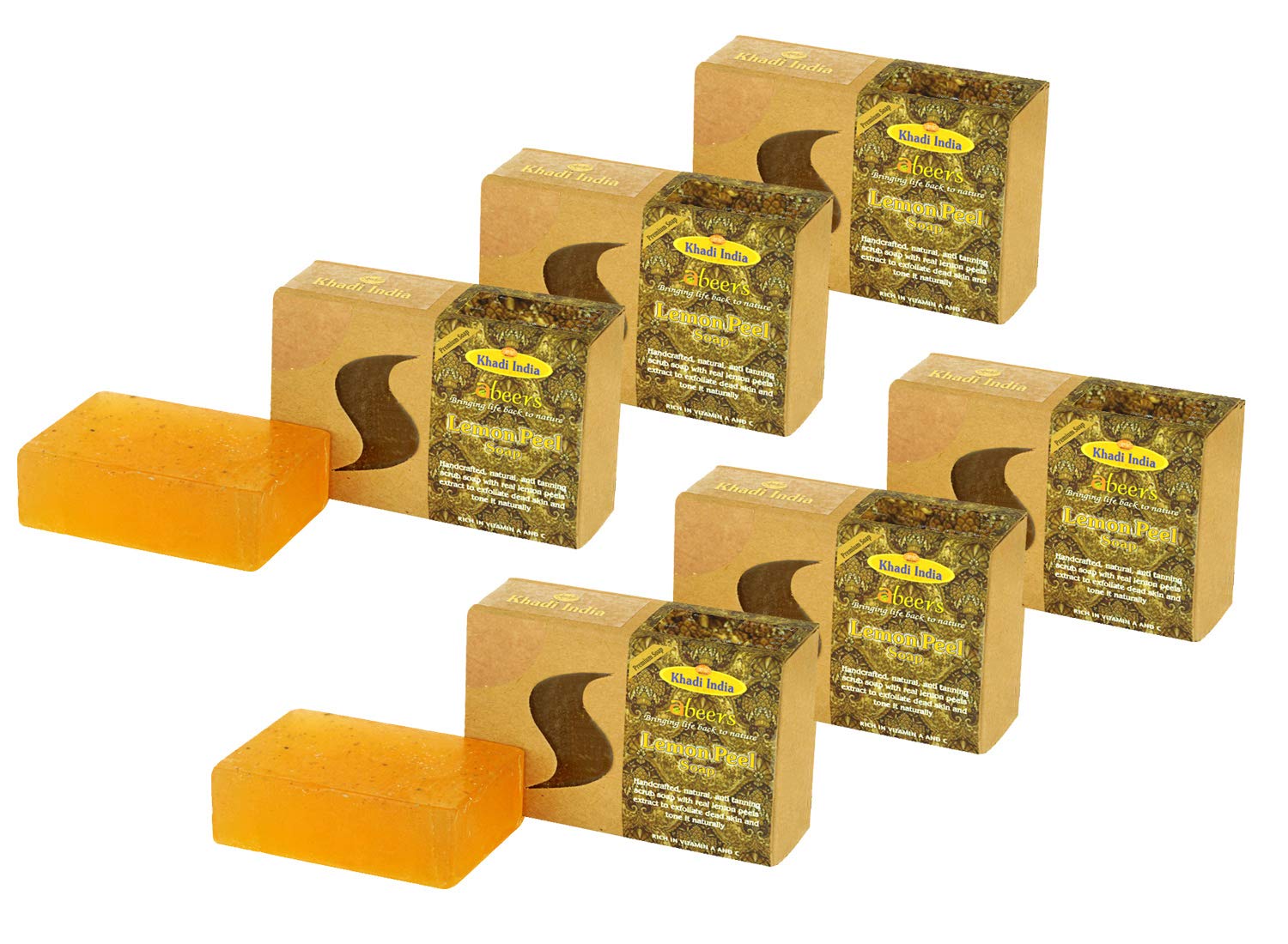 Khadi Abeers Lemon Peel Premium Soap, 125 G (Pack Of 6)