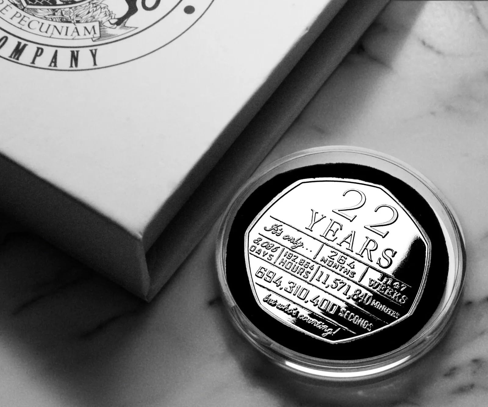 The Commemorative Coin Company 22nd Birthday Silver Commemorative in Gift Box. Gift/Present/Son/Daughter/Party. Twenty Two 22 Years