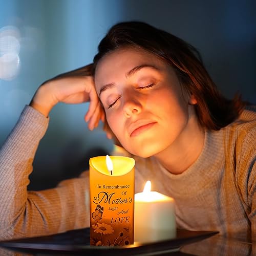 Miniatura 7 de Gerrii Regalos de condolencias por la pérdida de la madre, velas LED sin llama, de 3 x 6 pulgadas, velas conmemorativas en recuerdo de mi madre