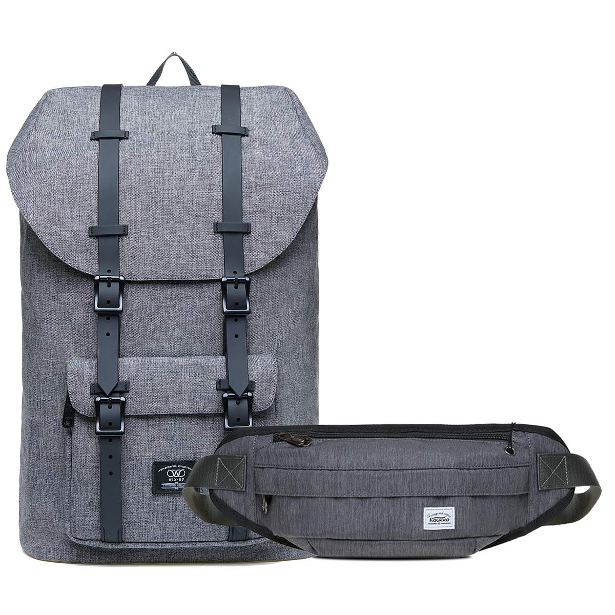 KAUKKO Mochila unisex para estudiantes de 17 pulgadas para portátil de 15 pulgadas, mochila informal, mochila para senderismo, 47 cm, 22,4 L, (caqui) (Naranja) - EP5AApricot — view 21