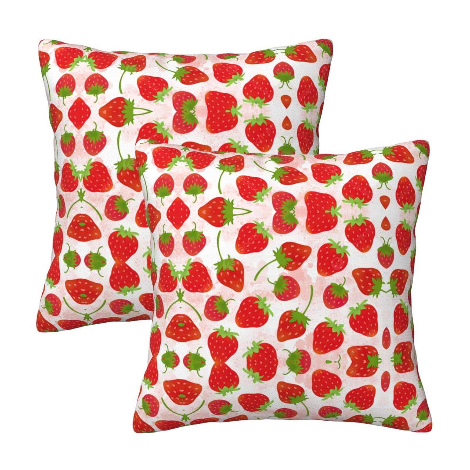 Kfjghhl Strawberry Throw Pillow Covers Decorative Farmhouse Couch Pillow Case 4 Sizes Square Cushion Pillcase