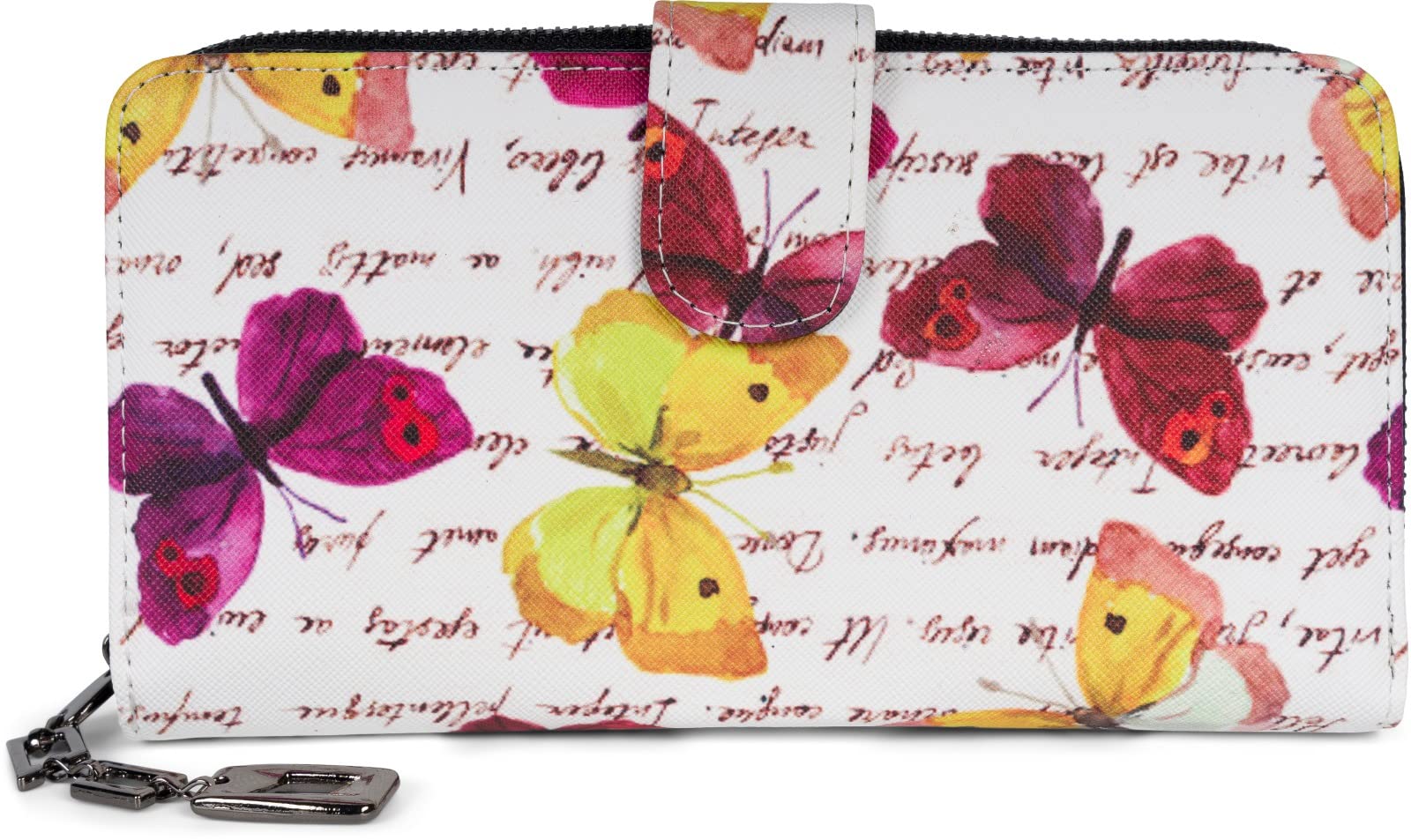 Porte-Monnaie Élégant Femme Motif Papillon Coloré Vintage – Fermeture Éclair & Compartiment Séparé Rose Chic