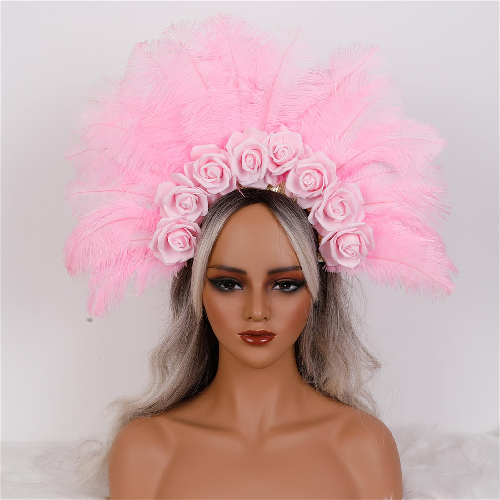 Fascia per capelli con fiori piumati, A | Accessorio per lo styling fasce per capelli con piume colorate per copricapi per feste carnevale per adulti