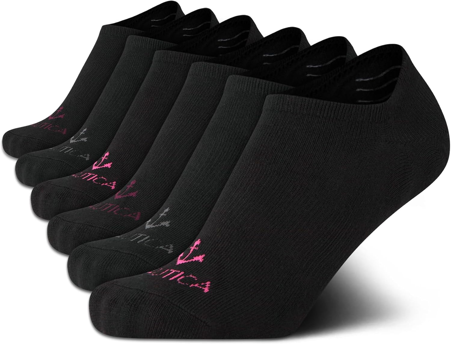 Nautica Womens No Show Socks - 6 Pack Soft Stretch Performance Athletic No Show Liner Socks for Women with Non Slip Grip
