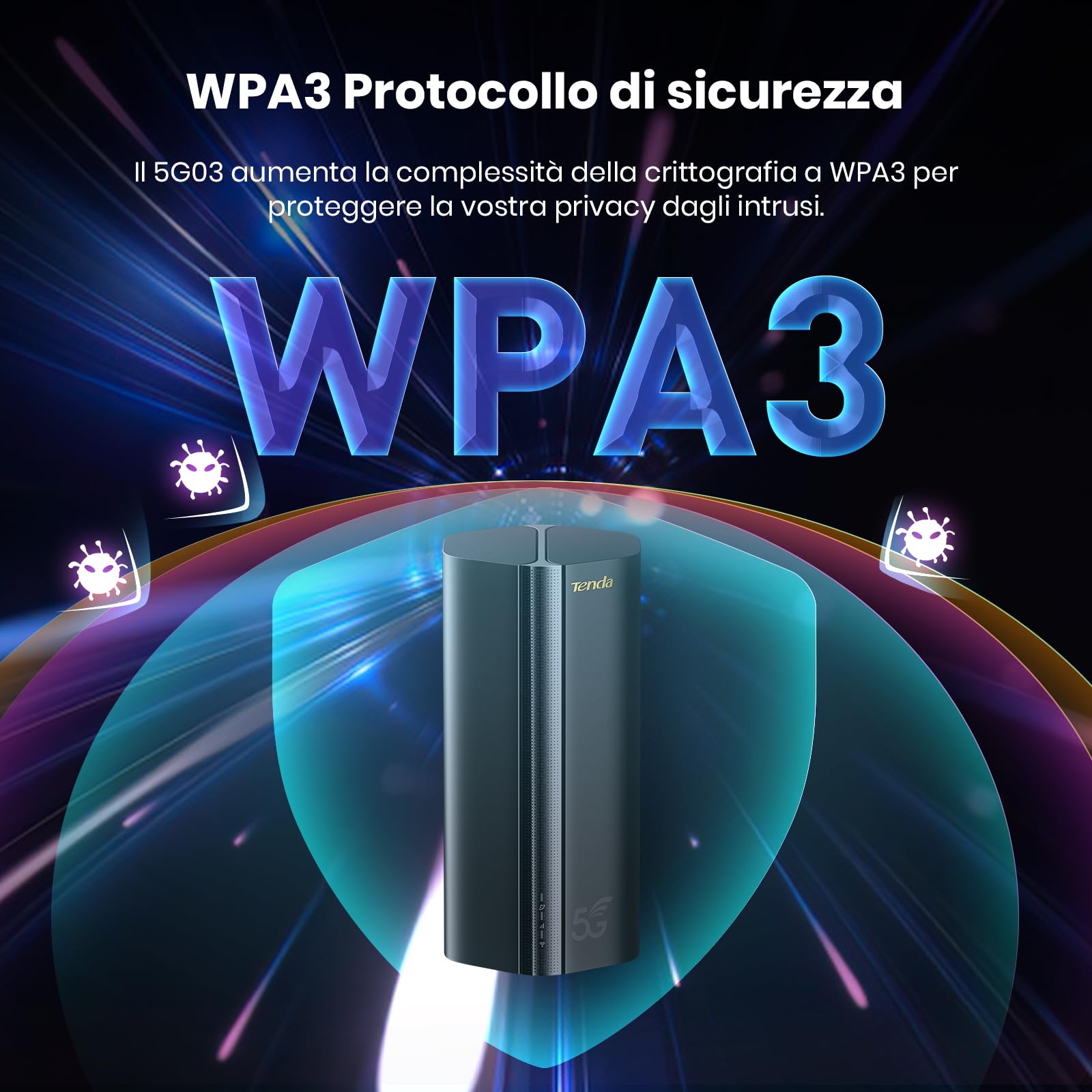 Tenda 5G03 Router 5G con SIM, modem 5G SIM WiFi 6 AX1800, dual band, velocità fino a 4,67 Gbps, Easy Mesh, Plug & Play, 2 porte Gigabit, connettività per oltre 100+ dispositivi, WPA3, OFDMA, MU-MIMO