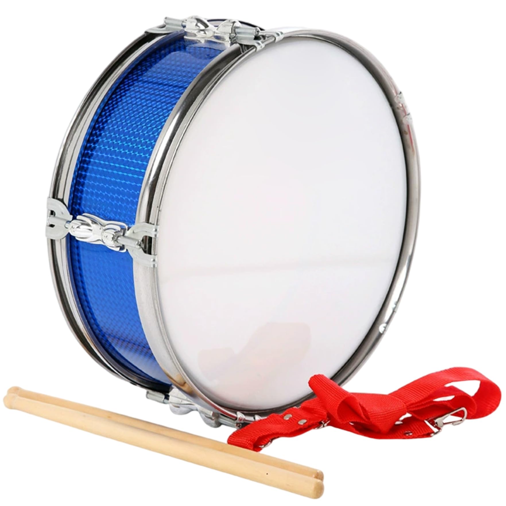 Tambor de marcha de 13 pulgadas, caja metálica con baqueta y correa para el hombro, instrumento de percusión para niños y escuelas.