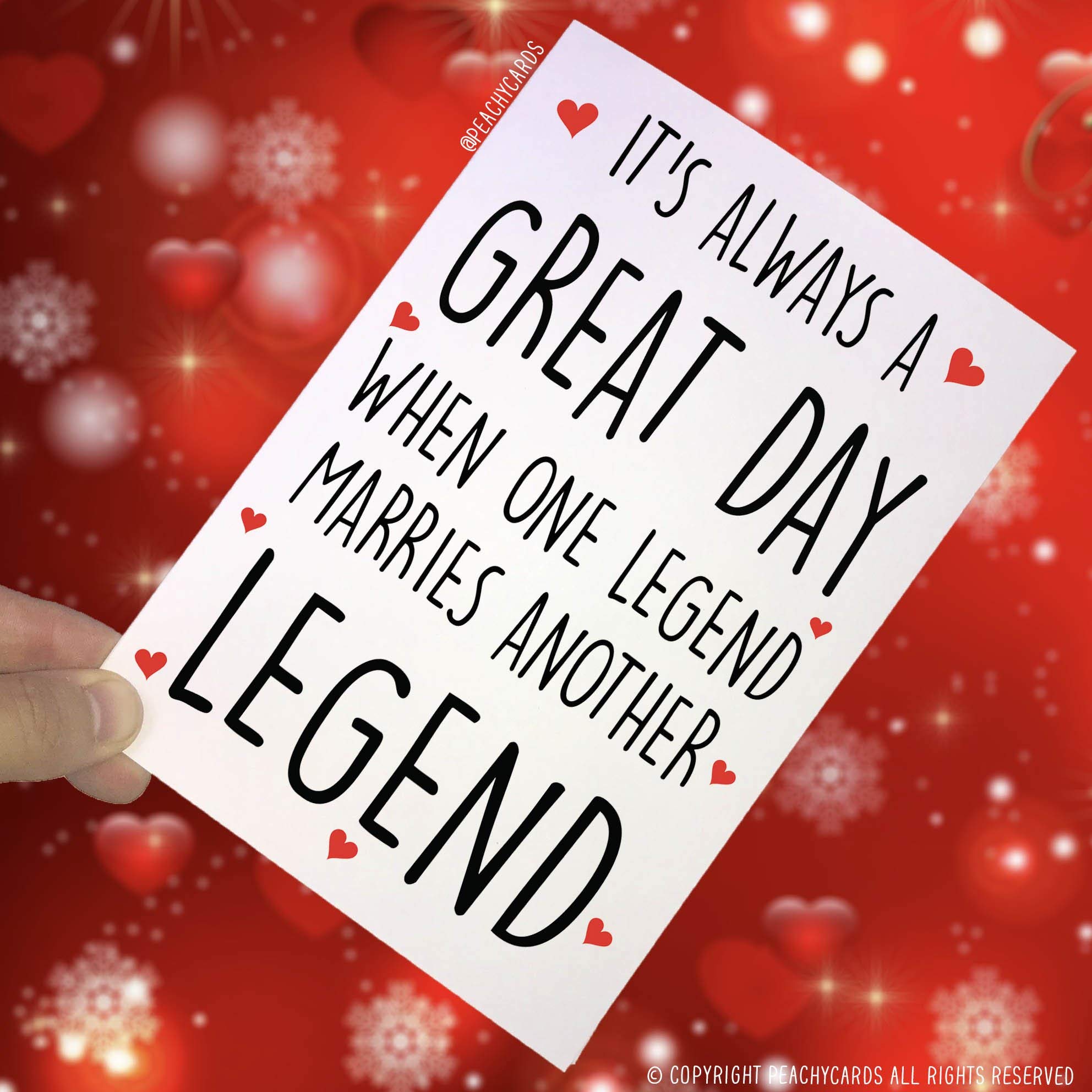 Wedding Cards, Engagement Cards, Congratulations Cards, One Legend Marries Another Legend, Marriage Cards, Best Friend, Daughter, Son PC131