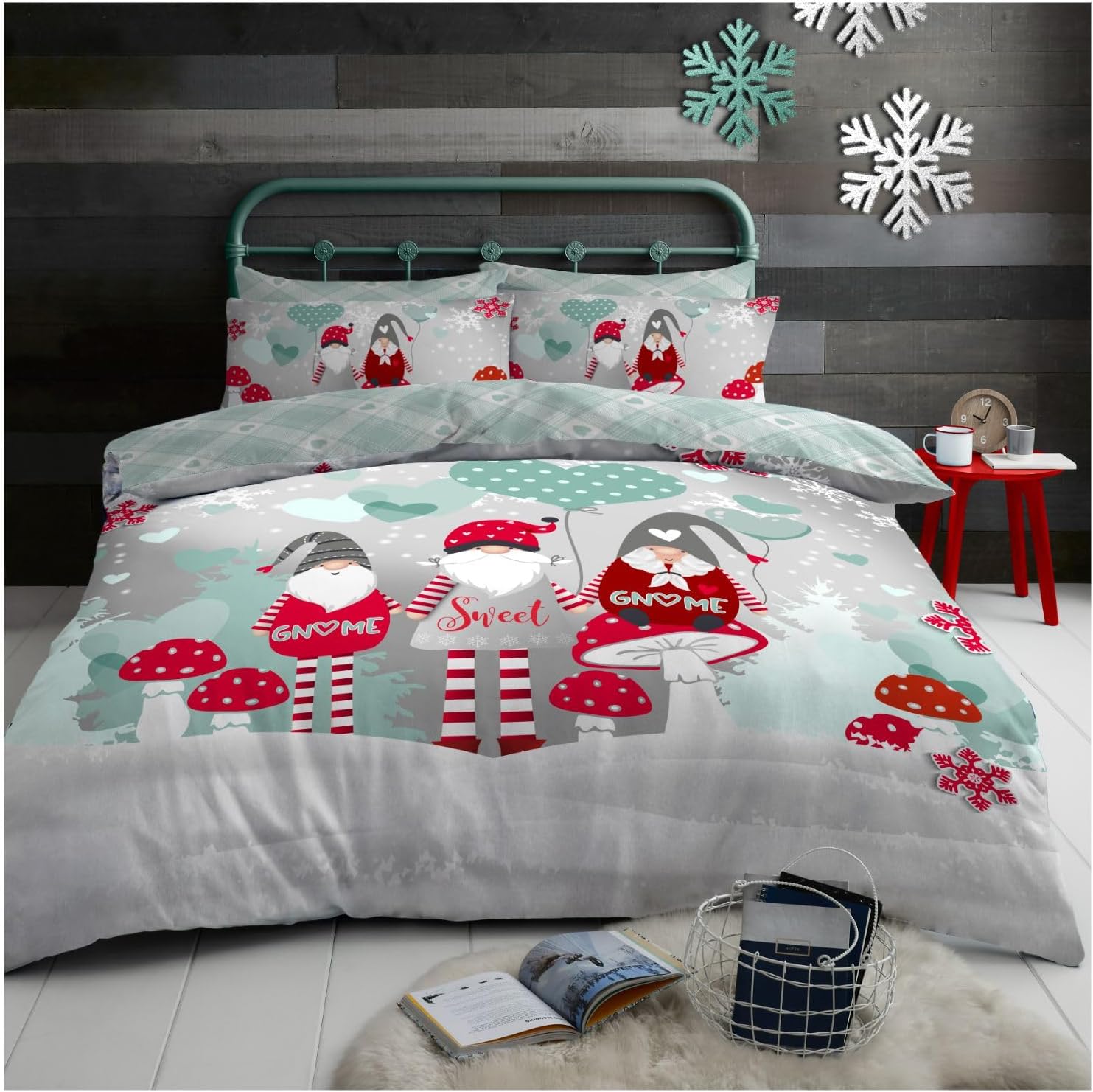 GC GAVENO CAVAILIA Gnome Christmas Bedding Single, Breathable Gonk