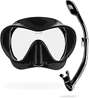 Cressi F1 Frameless Mask & Supernova Dry Snorkel Kit - Black, Low Volume Dive Gear for Snorkeling