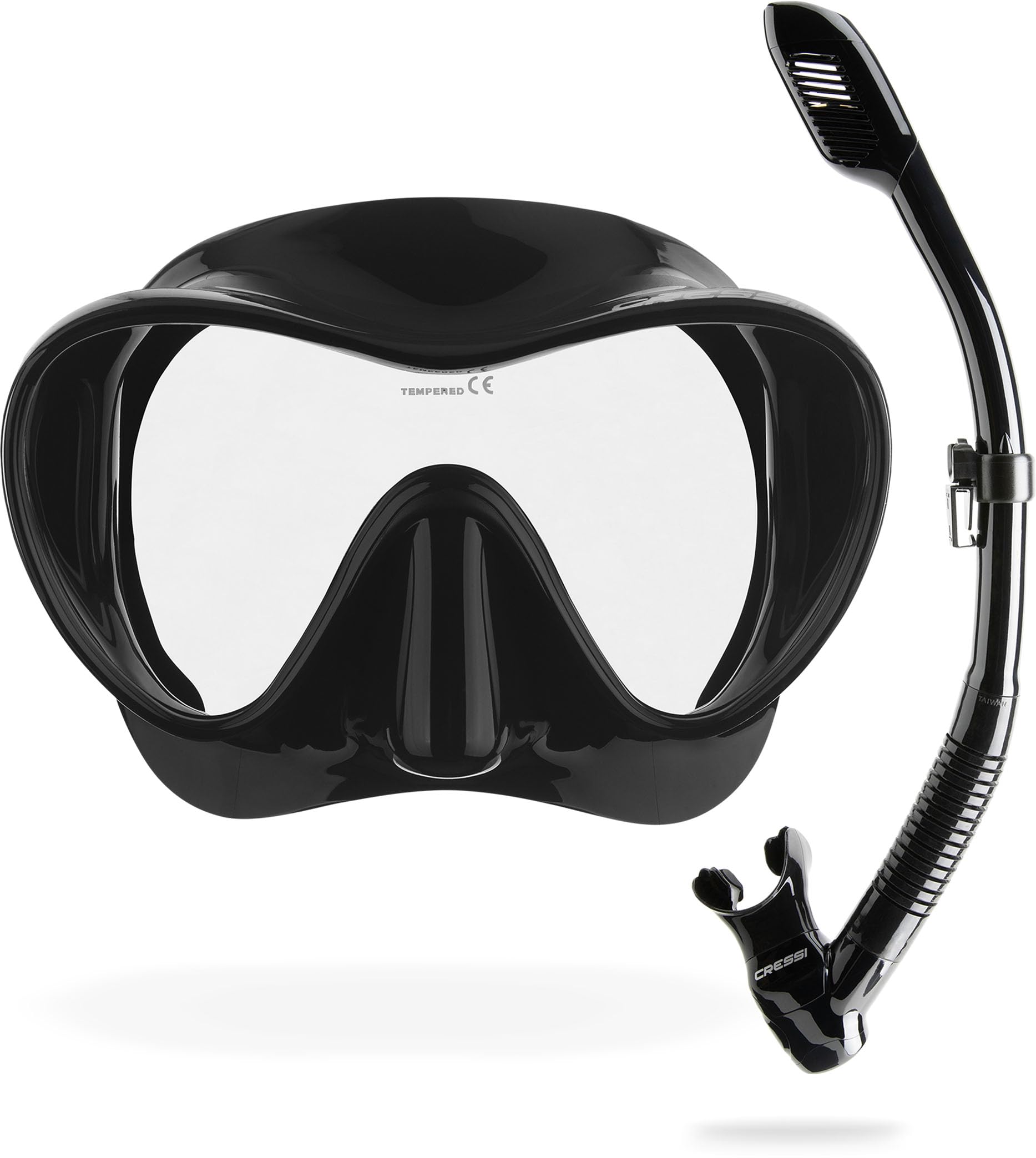 Cressi F1 & Supernova Dry Mask & Snorkel Kits, Black/Black