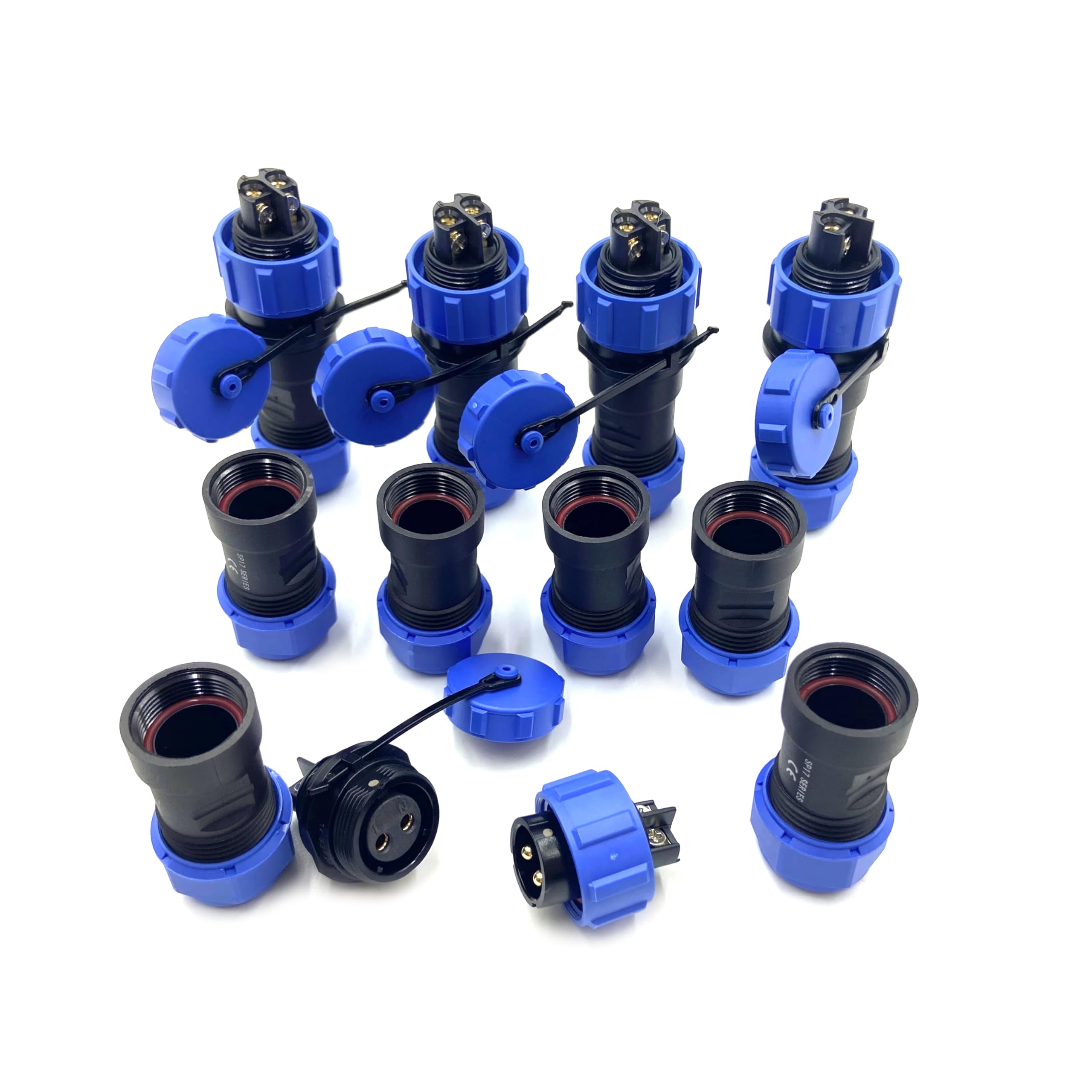 Lot de 5 connecteurs d'aviation SP17 à 2 broches, IP68, 2 broches, sans soudure, connecteur d'aviation étanche pour lampes extérieures 500 V 10 A (sertissage à vis de câble 14AWG)