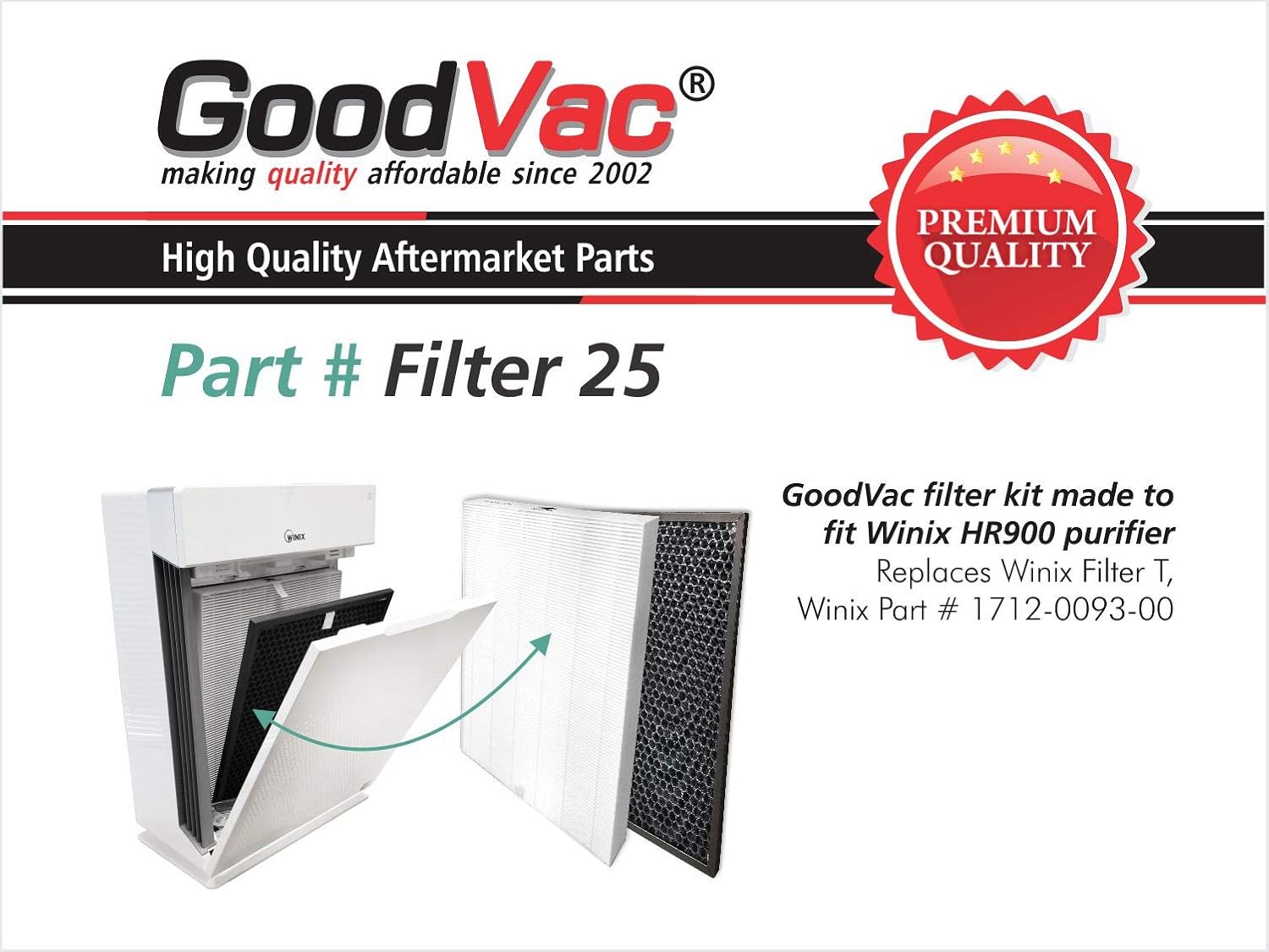 GOODVAC Replacement Filter Kit Compatible with Winix HR900 (Filter T)
