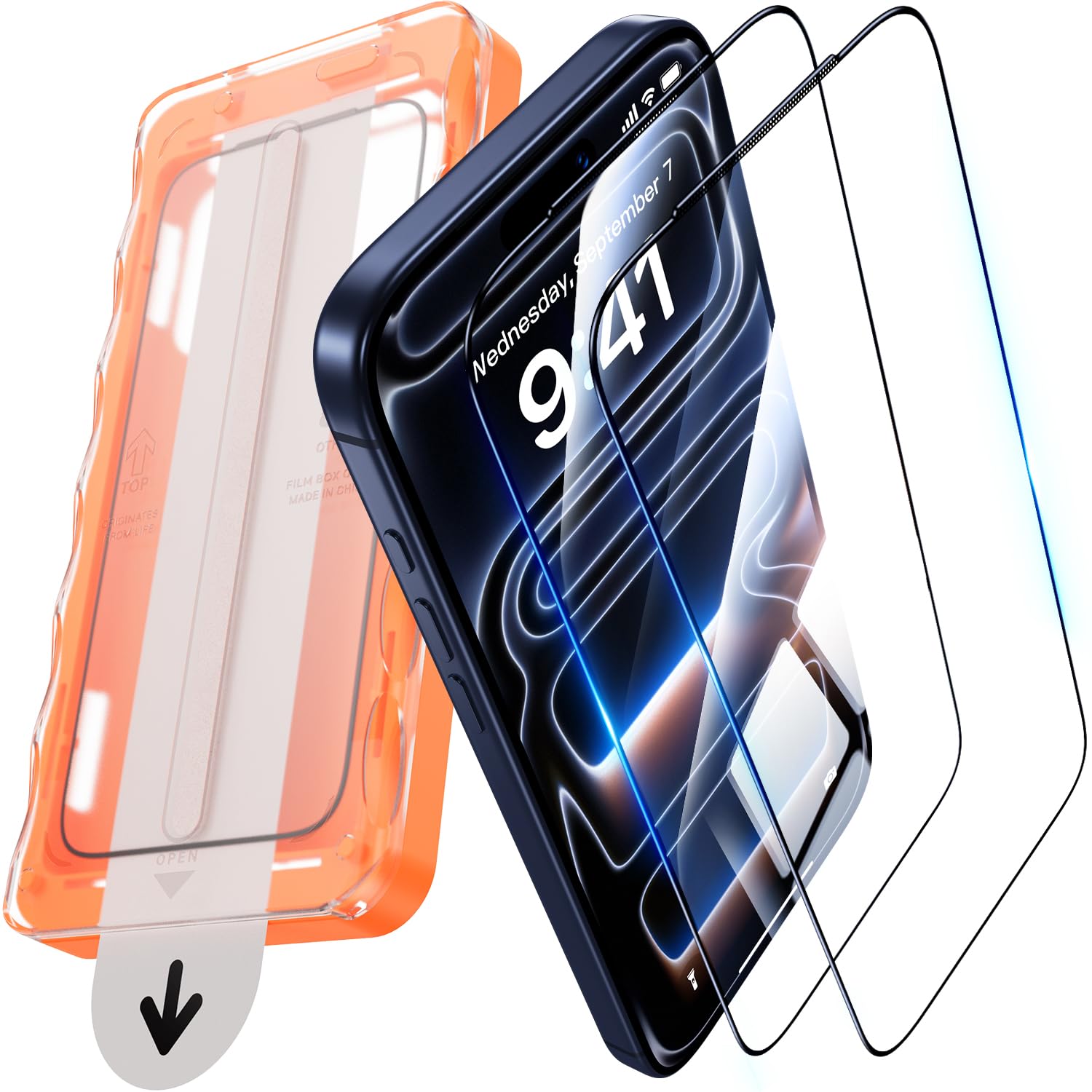 UniqueMe für iPhone 17 Pro für Panzerglas - [Full Screen Displayschutz] Schutzfolie für iPhone 17 Pro Schutzglas, Auto Installation, 2 Stück