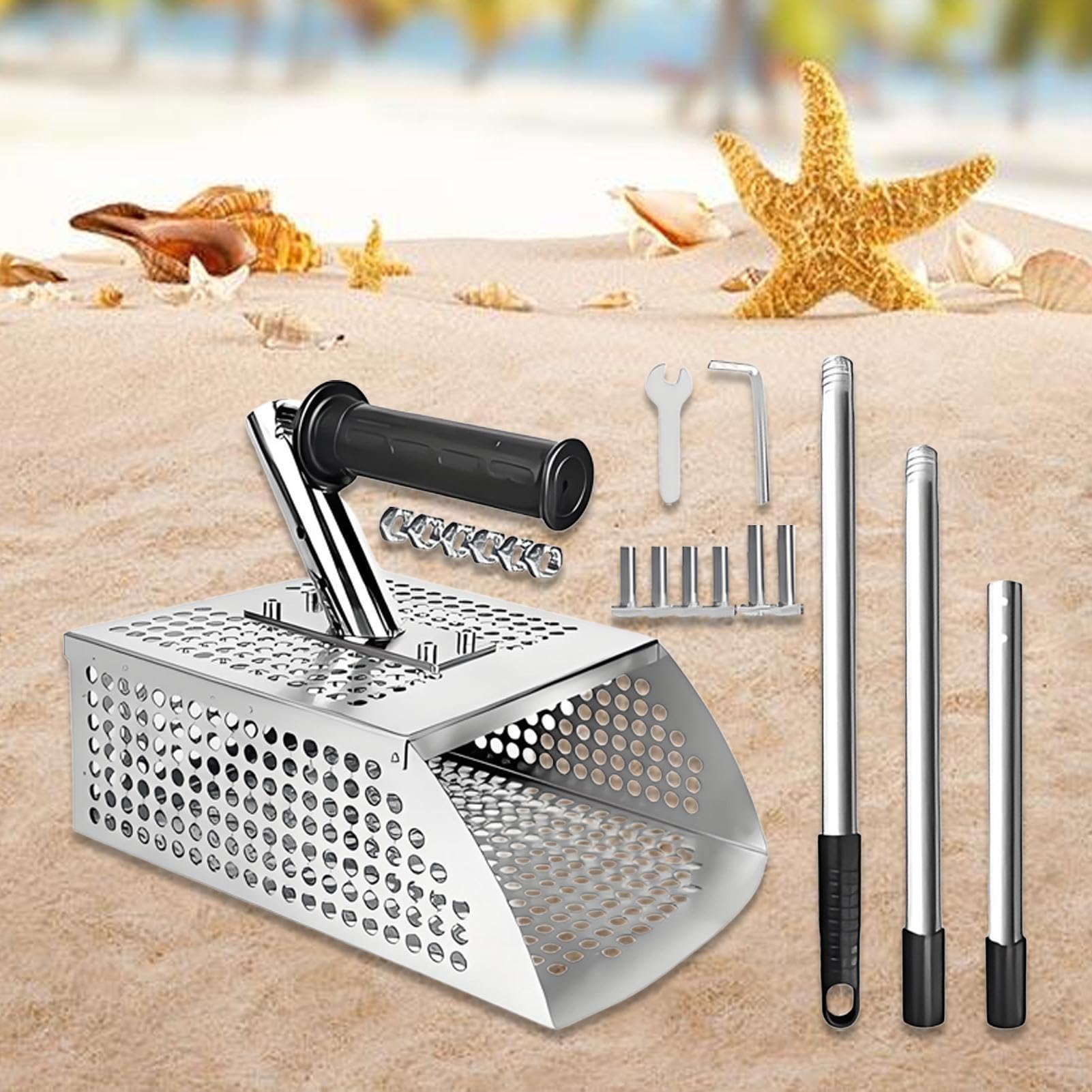 Pala para Detector de Metales Detector de Metales de Playa con Mango Largo | Pala Cribadora de Para excavar y tamizar en la playa, buscar tesoros, adultos, verano