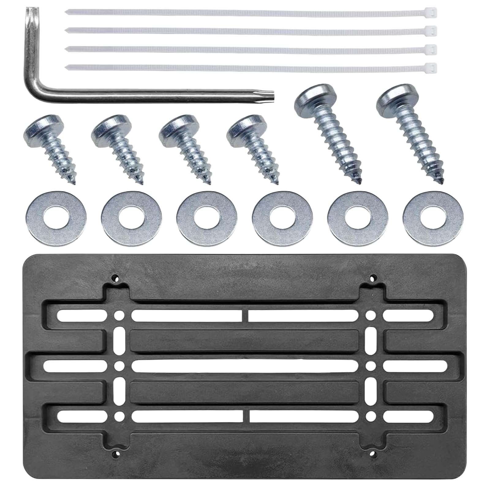 ZIMISI Car Front License Plate Bracket Holder, Waterproof License Plate Bracket Mounting Adapter Set with 6 Screws & Wrench, Front Bumper License Tag