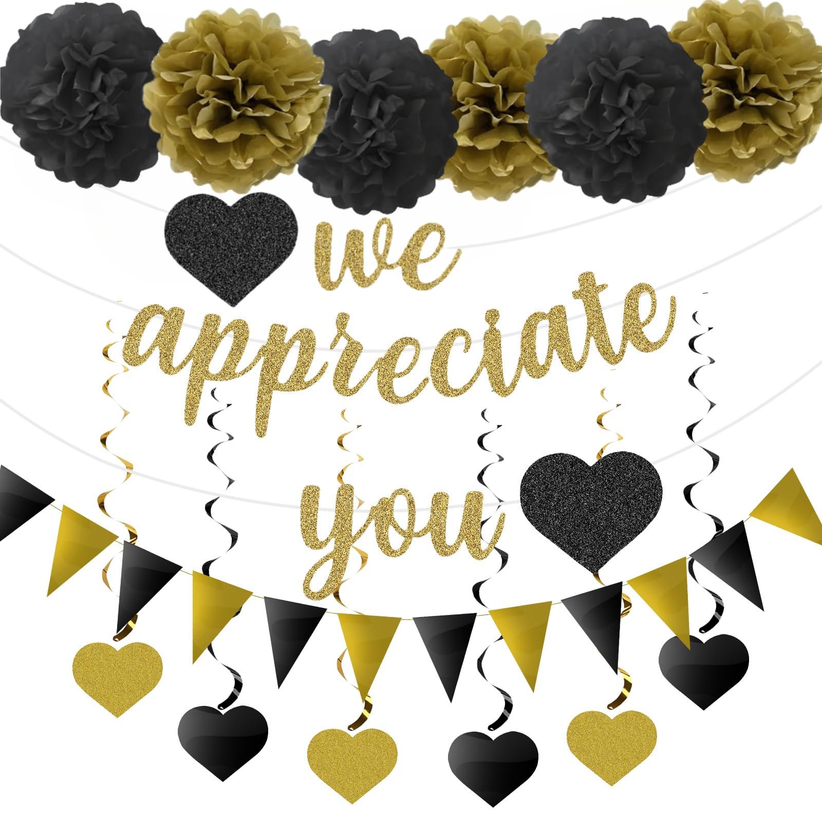 We Appreciate You Banner & Decor Kit - Thank You Party Supplies For Employee Appreciation, Work Anniversary