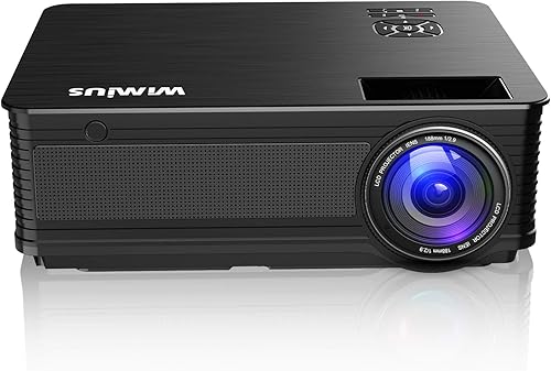 Projector, WiMiUS 4K LED Video Projector Support 200'' Display, 4D 50 Keystone Correction, 50% Zoom Function Compatible with TV Stick, PC,