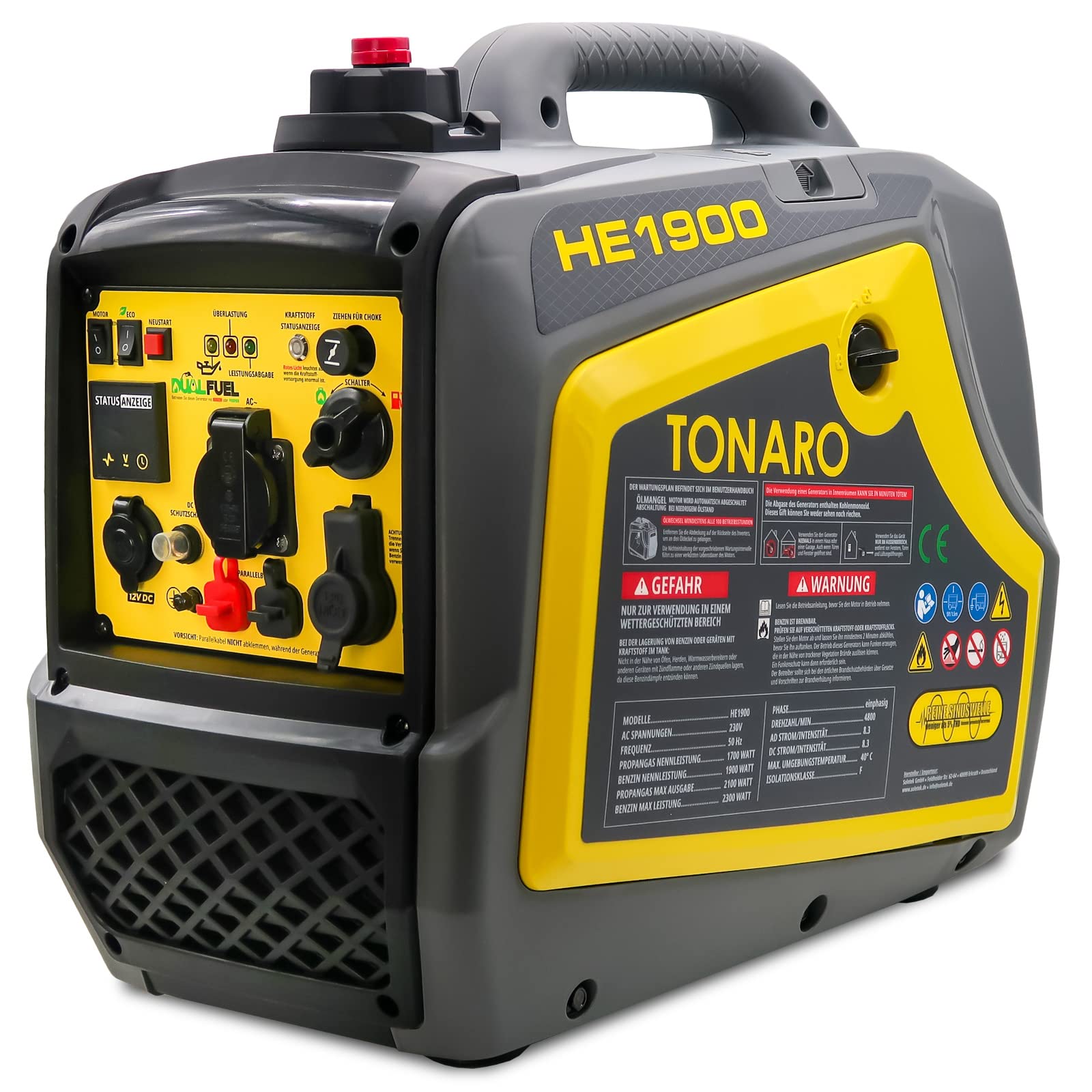 Stromgenerator Dual Fuel Inverter - mobiler 2300 Watt Stromerzeuger Benzin LPG Gas Generator - 4 Takt Notstromaggregat mit AVR-System - Leise Leicht Kompakt - Parallelbetrieb möglich