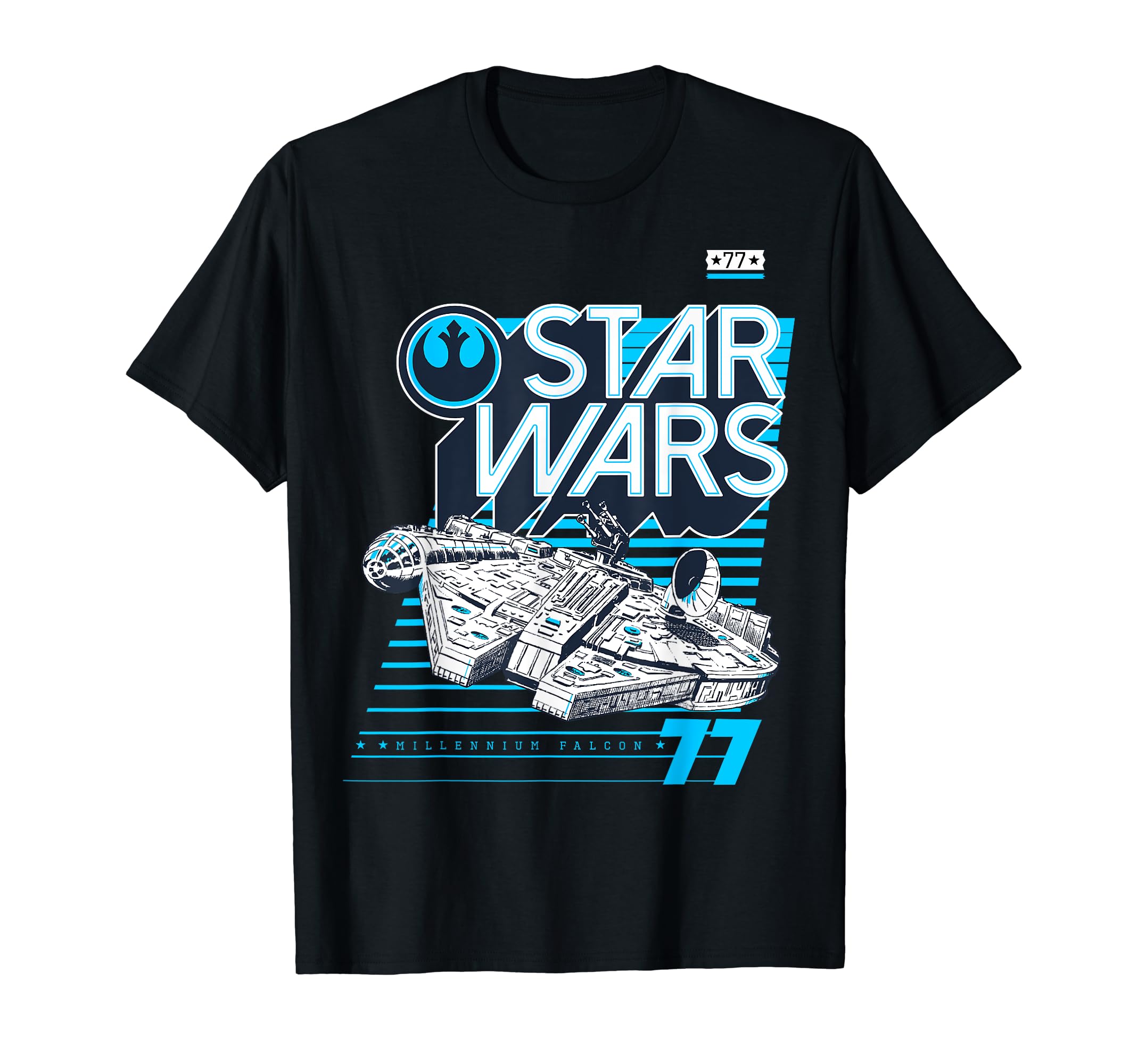Star Wars Retro Falcon 77 T-Shirt, Men's Big and Tall, Black, 3X Tall