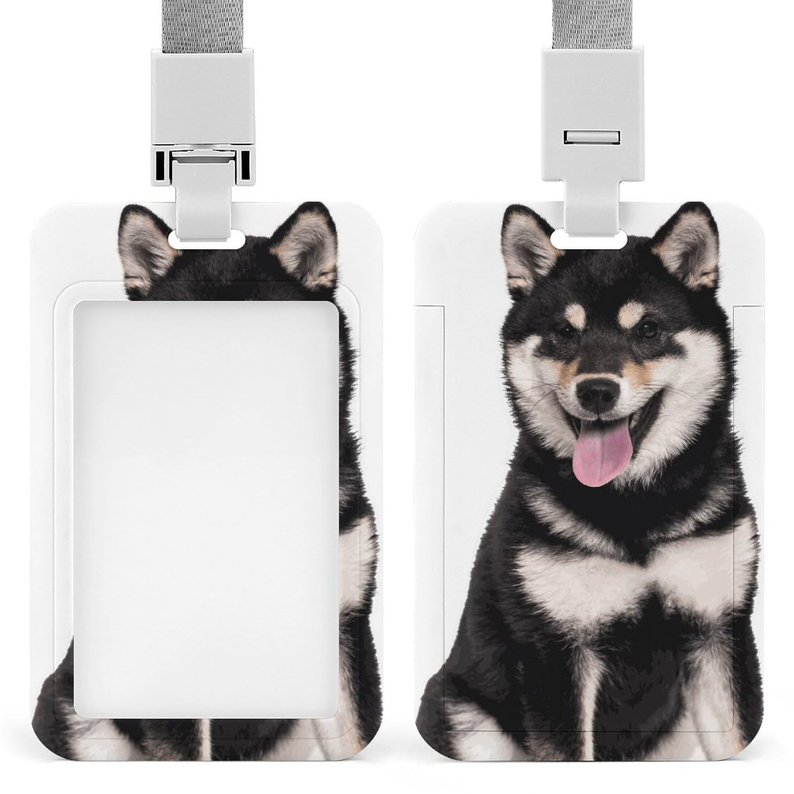 Amazon.co.jp: IDカードホルダー 柴犬 犬柄 黒柴 縦型 社員証 名札