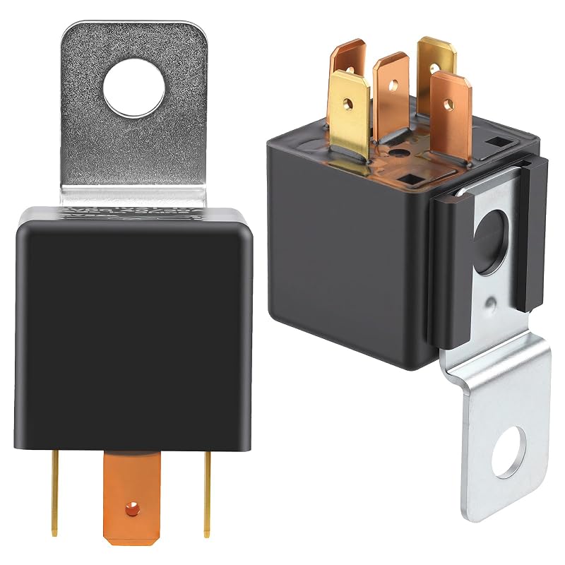 Relé automotivo Drytuns 5 pinos 12 V 40 A SPDT com placa de fixação – Pacote com 2