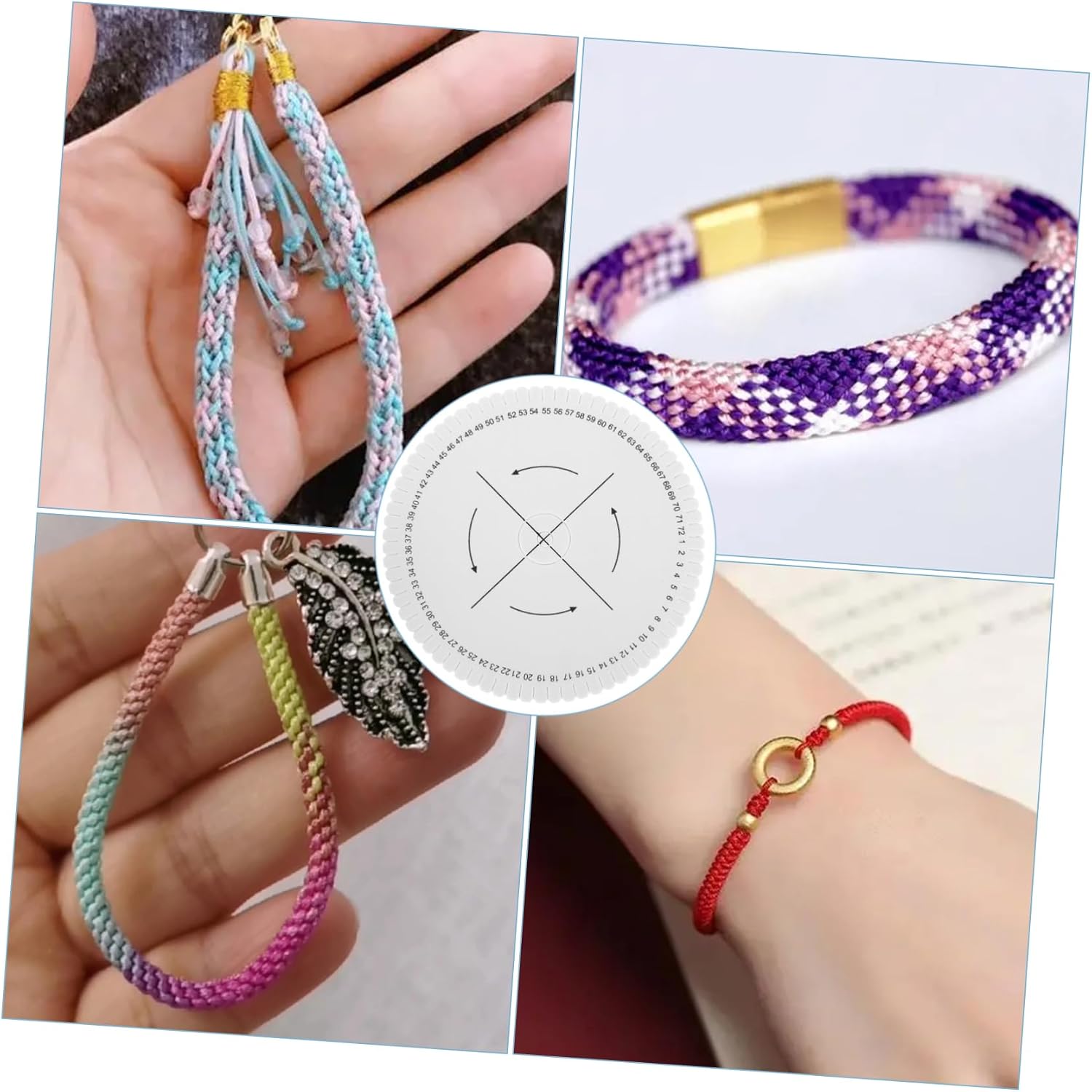 IWOWHERO 5pcs DIY Braiding Board Bracelet Making Tools for Friendship Bracelets Braided Tool Set Beading Cord Disc Weave Plate