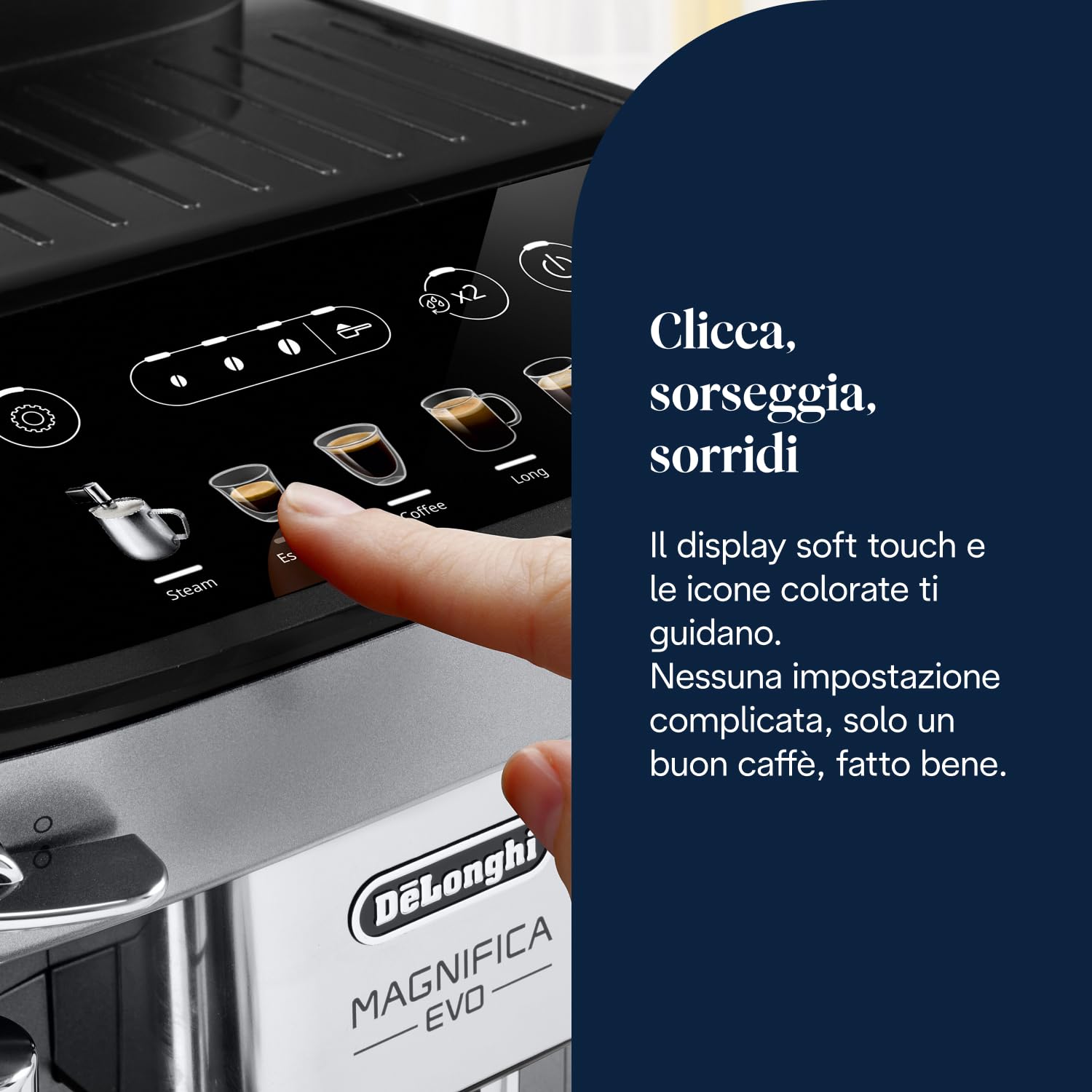 De'Longhi Magnifica ECAM292.33.SB, Macchina da caffè Automatica, Chicchi macinati al momento, 4 Bevande One Touch, Montalatte classico, Spegnimento Programmabile, Argento