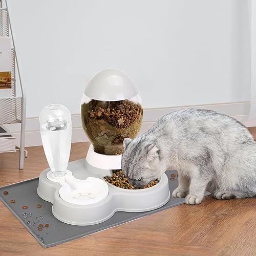 Miniatura 3 de YECERCAN Alimentador por gravedad Alimentador de Alimentos secos y agua Set, 2 en 1 Alimentador automático para perros y dispensador de agua con