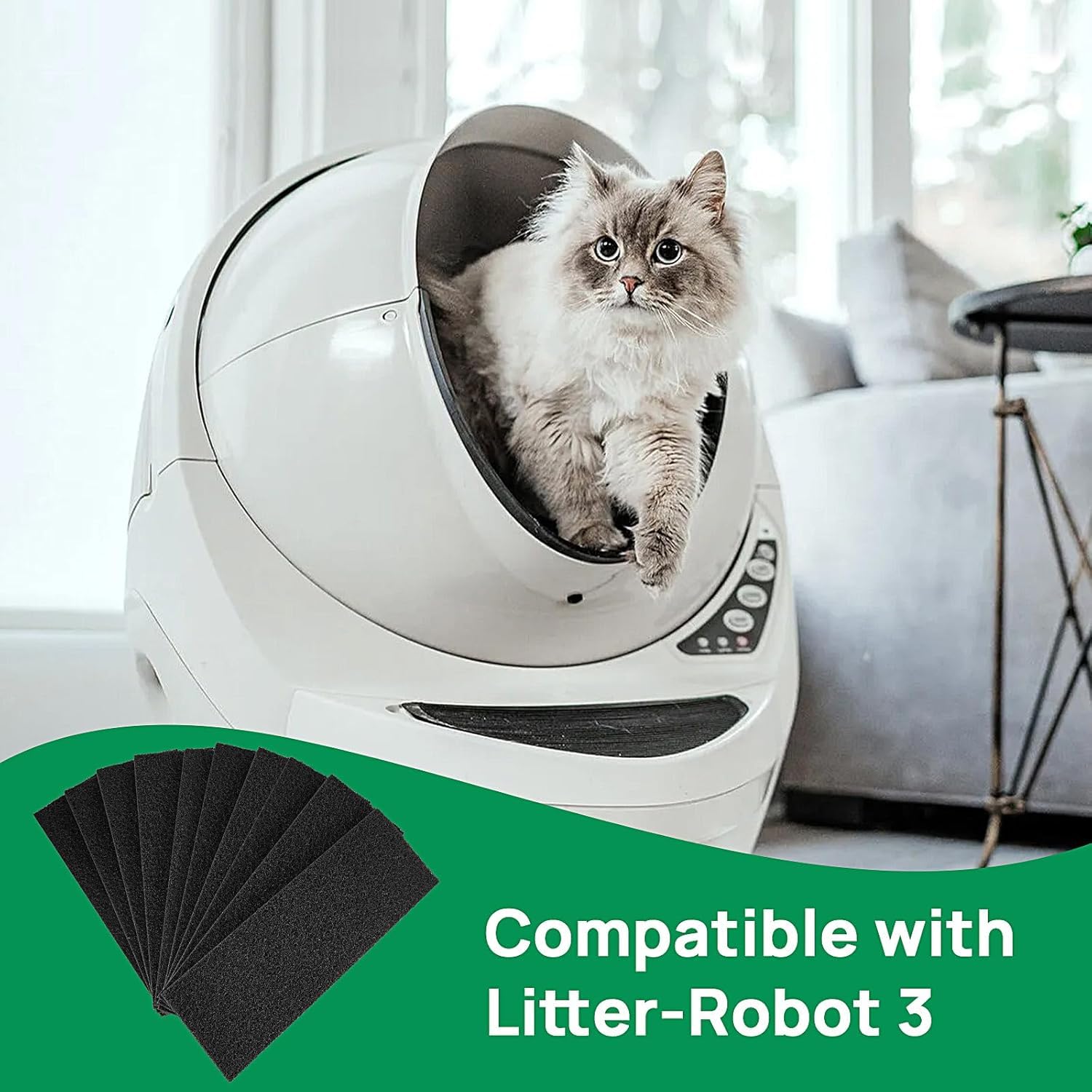 Aktivkohlefilter, kompatibel mit Litter-Robot 3, Katzentoilettenfilter, Ersatz für Katzentoiletten-Modelle, um Gerüche zu absorbieren, Feuchtigkeit von Haustieren zu kontrollieren und das Zuhause