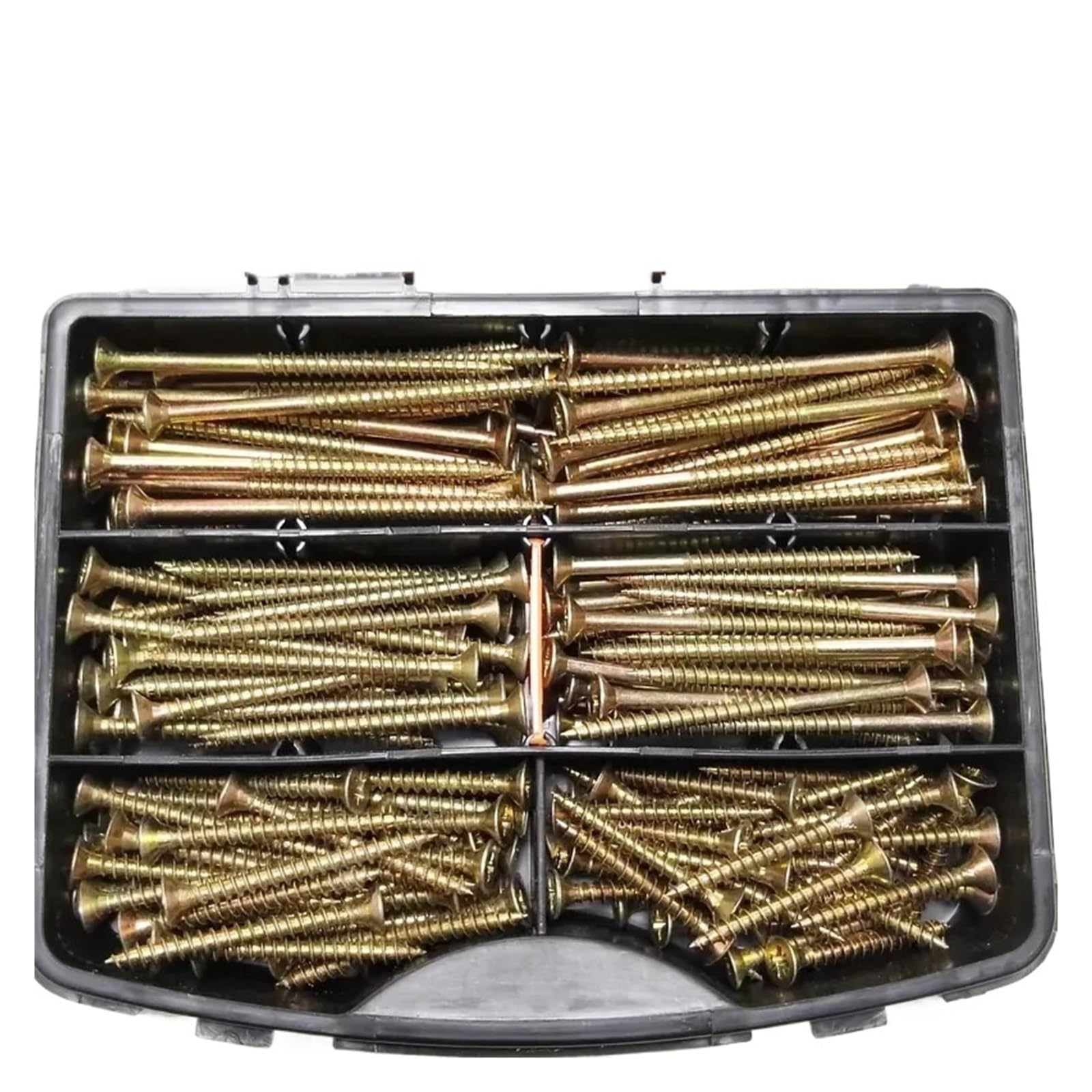 M5, set di 220 viti for legno a testa piatta, zincate gialle, autofilettanti, svasate, completamente filettate, adatte for cartongesso/cartongesso