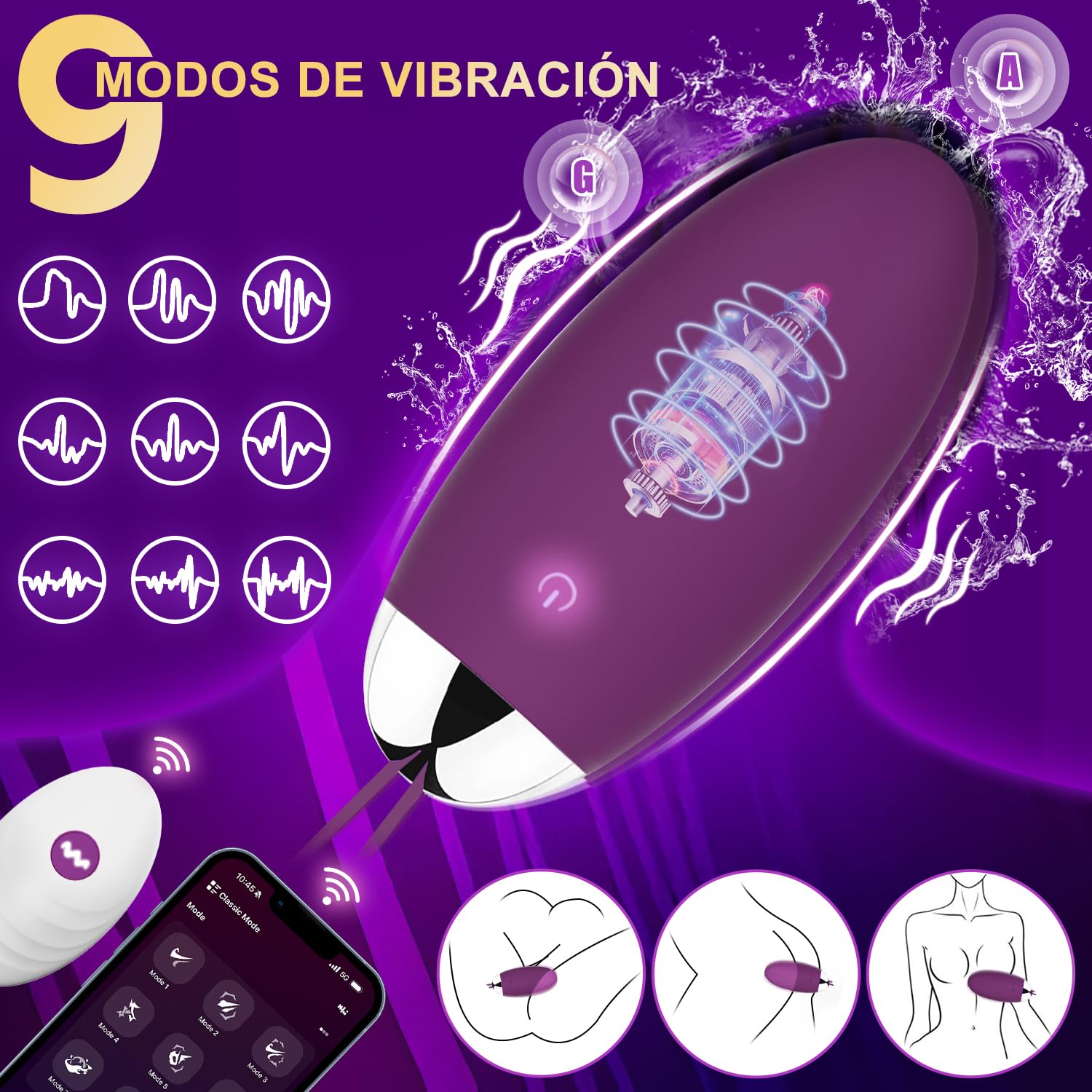 Vibradorador Mujer Juguetes Eróticos para Pareja Sexuales Vibrador Mando Distancia Vibradorador Clítoris Control Remoto App 9 Modo Vibradores Consoladores.. para Mujer con Vibración Huevo Bolas Chinas