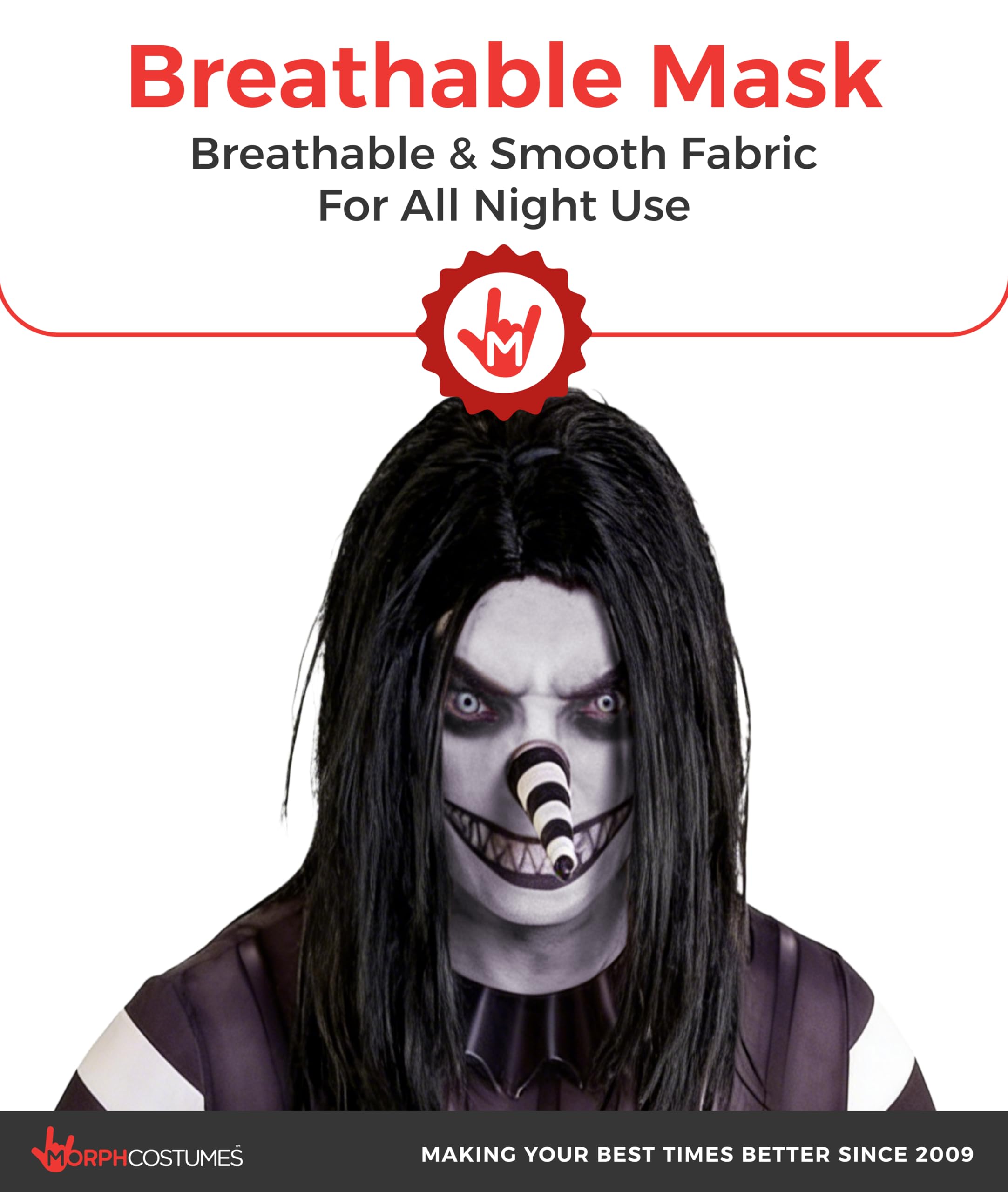 Morphsuits Disfraz Payaso Terrorífico Creepypasta Adulto Hombre Cuerpo Entero Peluca Capucha Cremallera Halloween