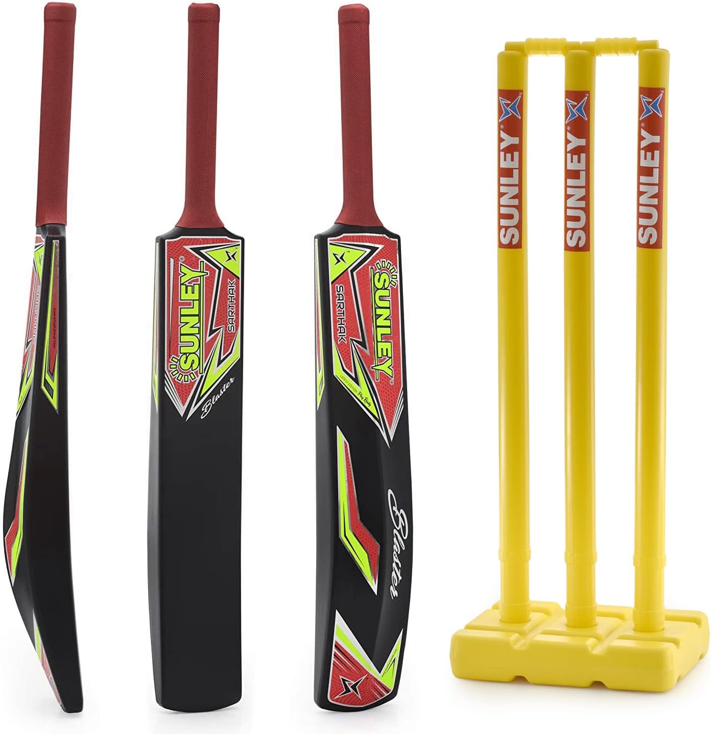 Sunley Plastic bat, Plastic bat Full Size, Plastic bat for Tennis Ball, Plastic Cricket Bat (Plastic bat + Wicket)