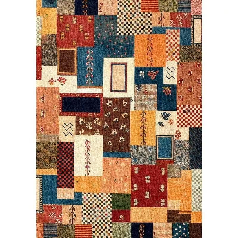 Tapis de salon doux style patchwork ethnique pour créer un coin cocon