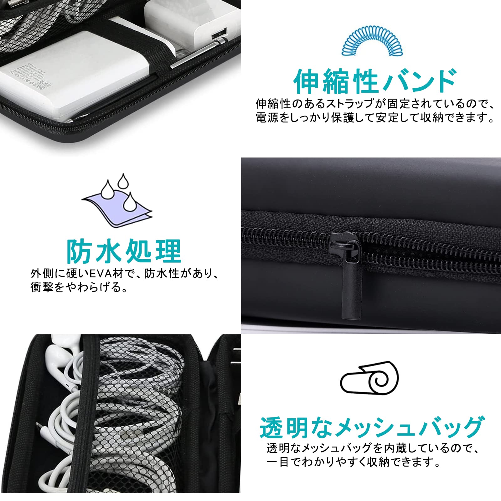 Amazon.co.jp: Macbook air/pro用電源コード 収納EVAケース モバイル