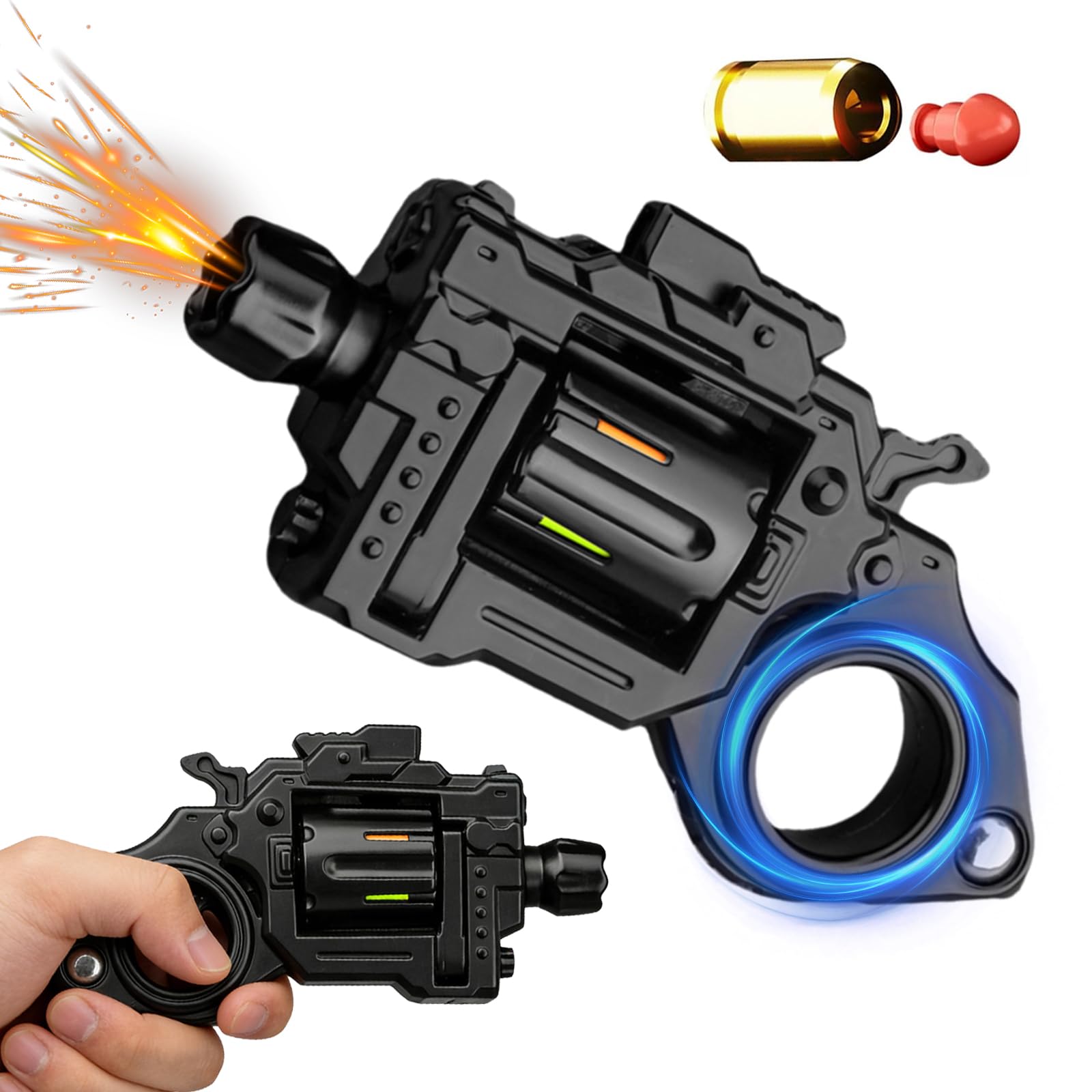 Gun Fidget Toys for Adults, Metal Fidget Toys Guns with Soft Bullet Shooting+Target+Sight, Alloy Fun Toys Cool Hand Spinner to Relieve Stress, Anxiety, Office Desk Toys