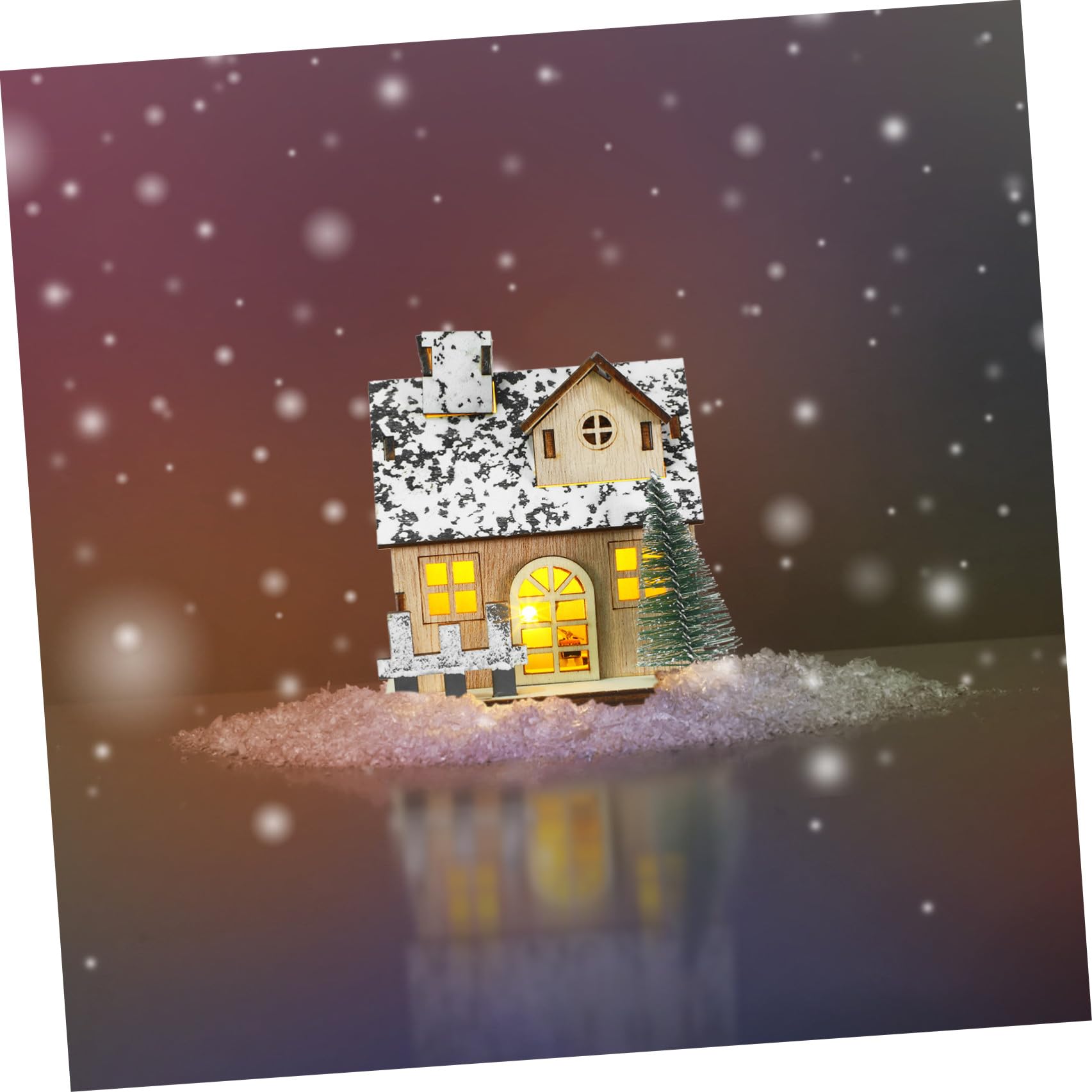 Yardwe 3 Piezas Casas Festivas Madera Navideñas Decoración LED de Iluminación Rústica Tradicional, Accesorio y Adecuado para Reuniones Familiares y Cenas