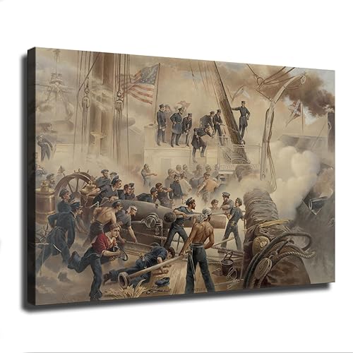 Póster en lienzo de batalla naval de historia de la guerra civil, arte de pared, pinturas impresas para decoración de sala de estar y dormitorio (16