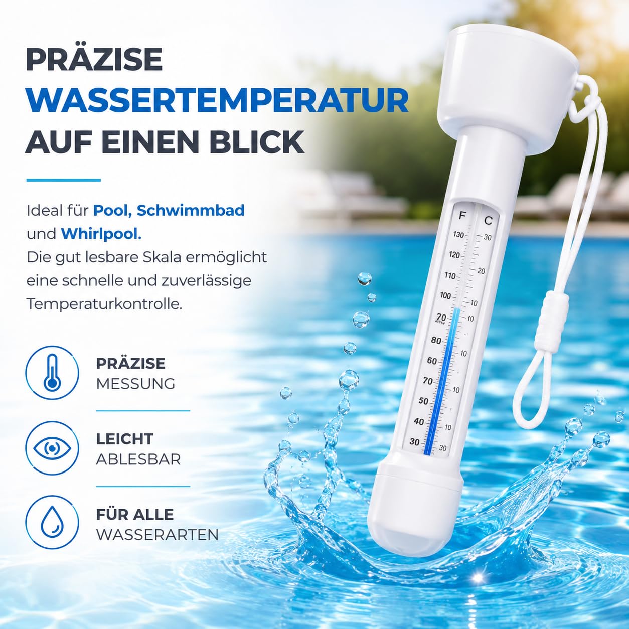 Thermomètre flottant pour piscine - Mesure précise