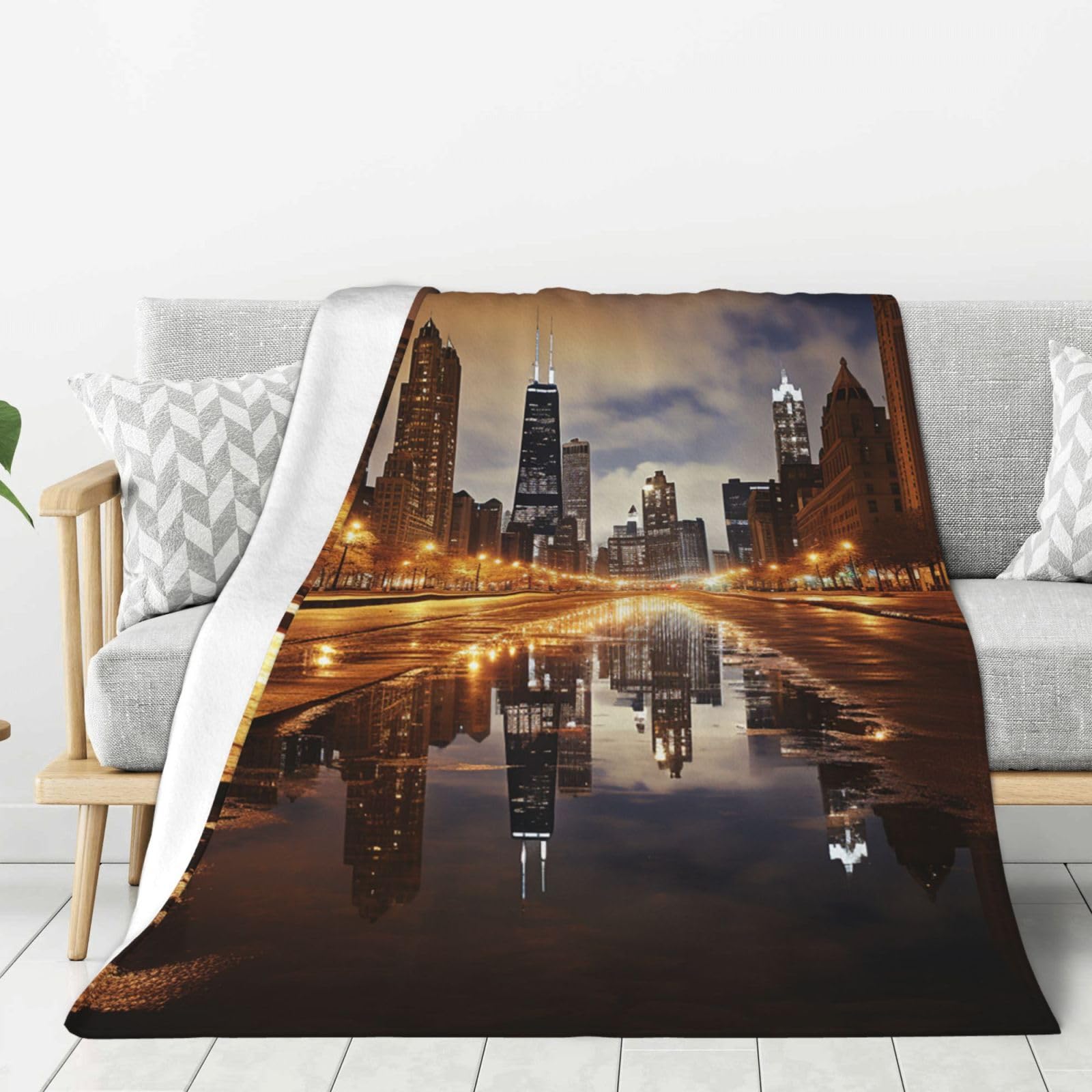 Chicago Throw Blanket Plush Flannel Fleece Blanket, Soft Lightweight Cozy Blankets 40"X30" for Bed Couch Sofa Travel