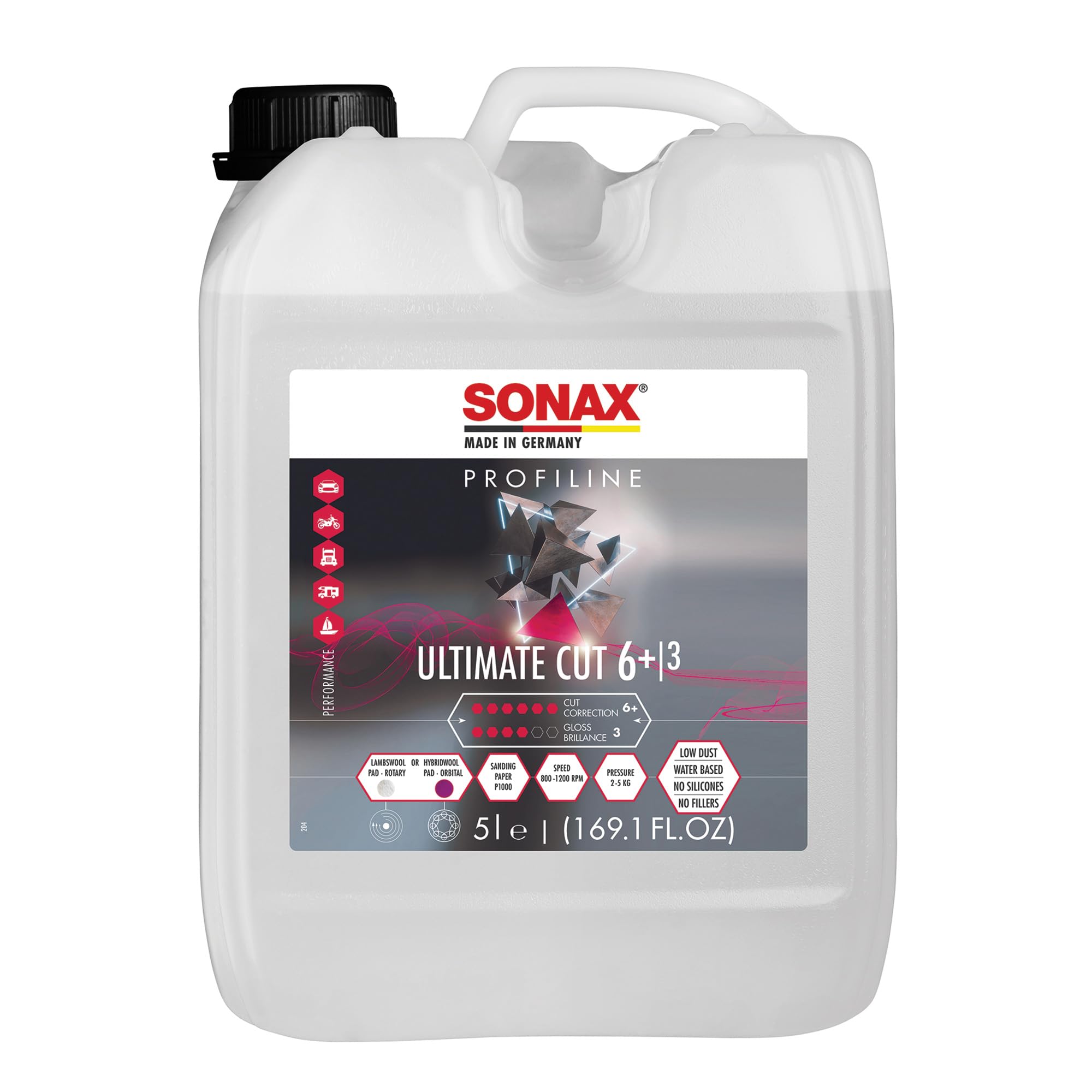SONAX PROFILINE UltimateCut (5 litrów) wysoce efektywna politura szlifierska do dużych prędkości procesu | nr art. 02395000