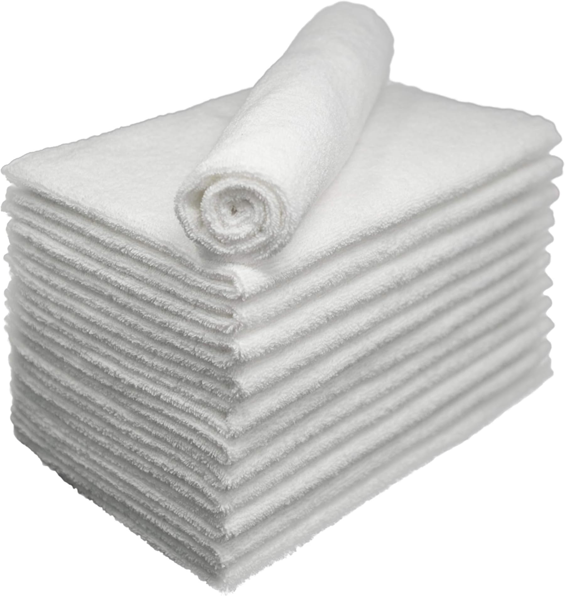 Soft Cotton Towel Set: 15 in x 26 in Thick, Absorbent Bleachproof Towels for Salon, Gym, Spa or Restaurant - Pack of 24, White