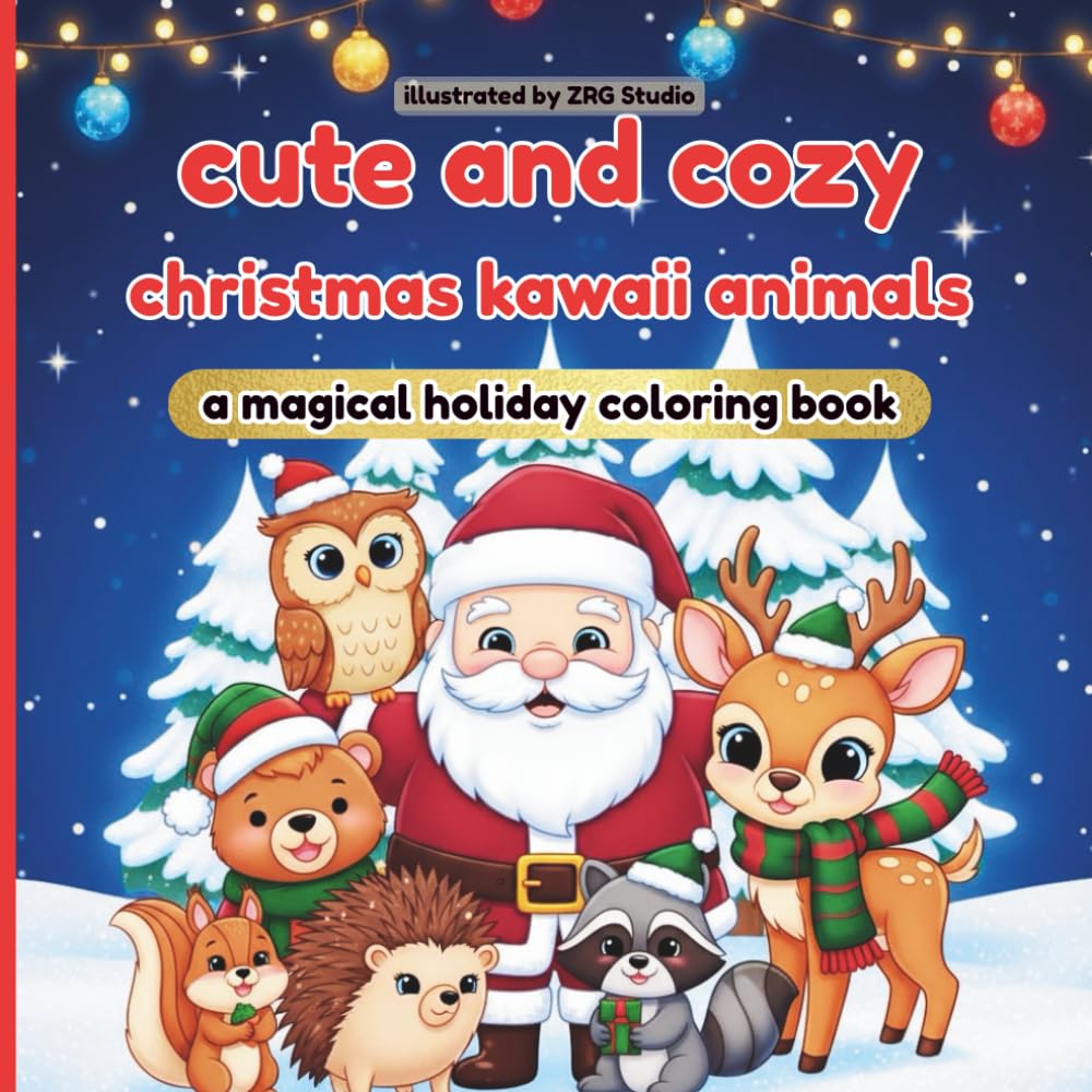 Cute & Cozy Christmas Kawaii Animals – Coloring Book: Ein süßes Ausmalbuch mit niedlichen Kawaii-Tieren zu Weihnachten – Entspannung, Kreativität & festliche Stimmung für Kinder & Erwachsene