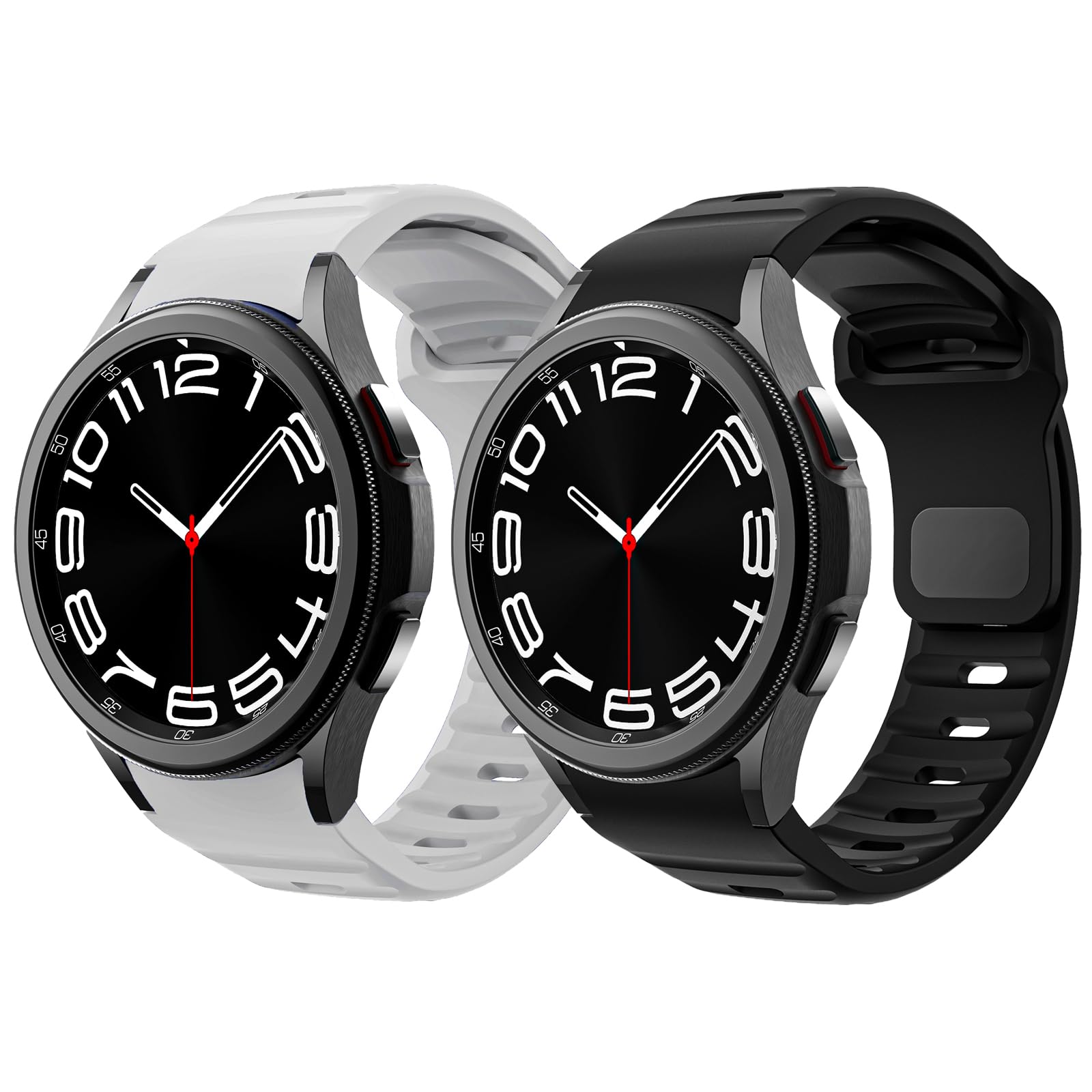 Rugged No Gap Band for Samsung Galaxy Watch 7/6/5/4/FE Band 40mm 44mm | Silicone Replacement Sport Strap for Galaxy Watch 6 Classic Bands 47mm 43mm/Watch 5 Pro 45mm/4 Classic 46mm 42mm Men