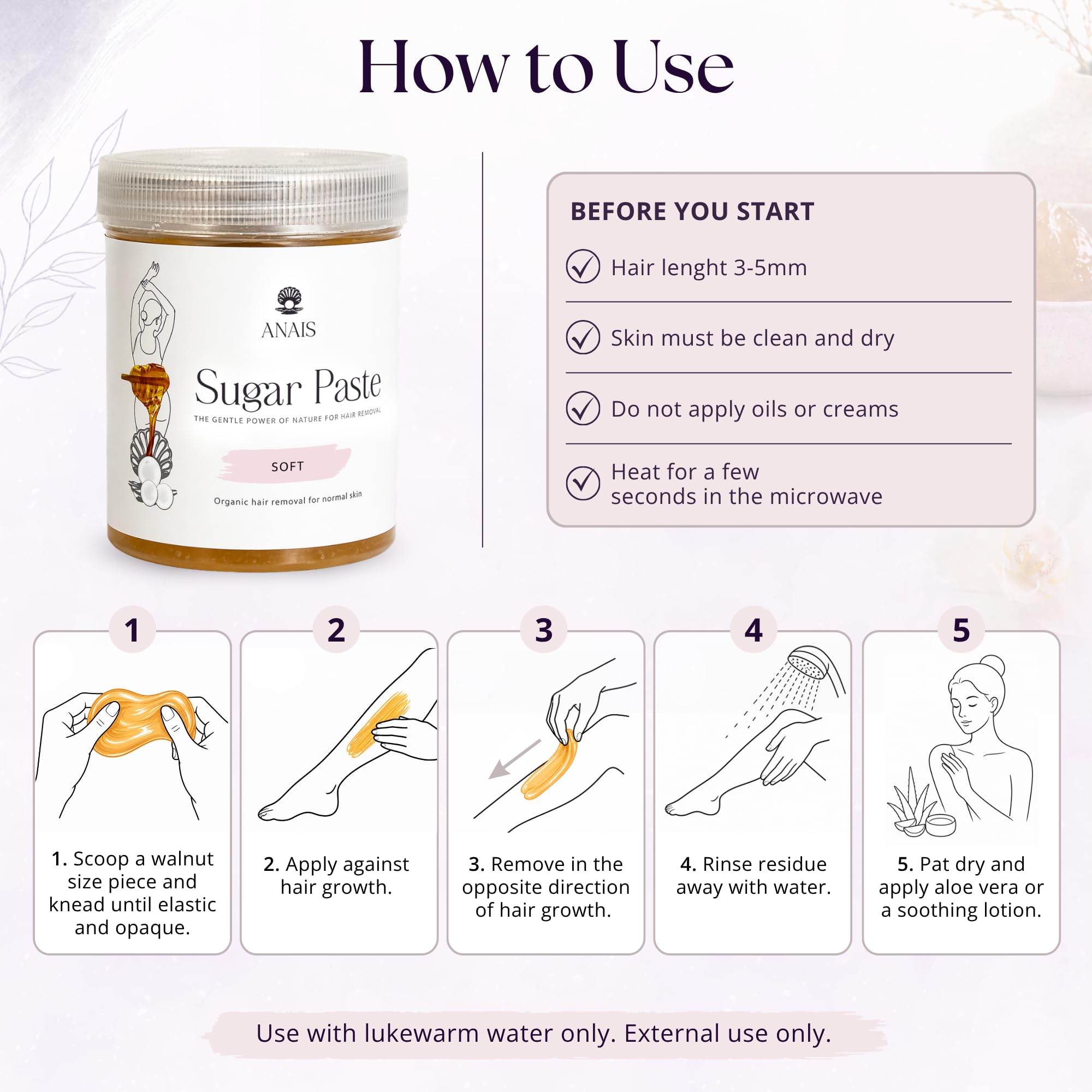 Cire douce de la nature pour l'épilation - Douce (500 g)