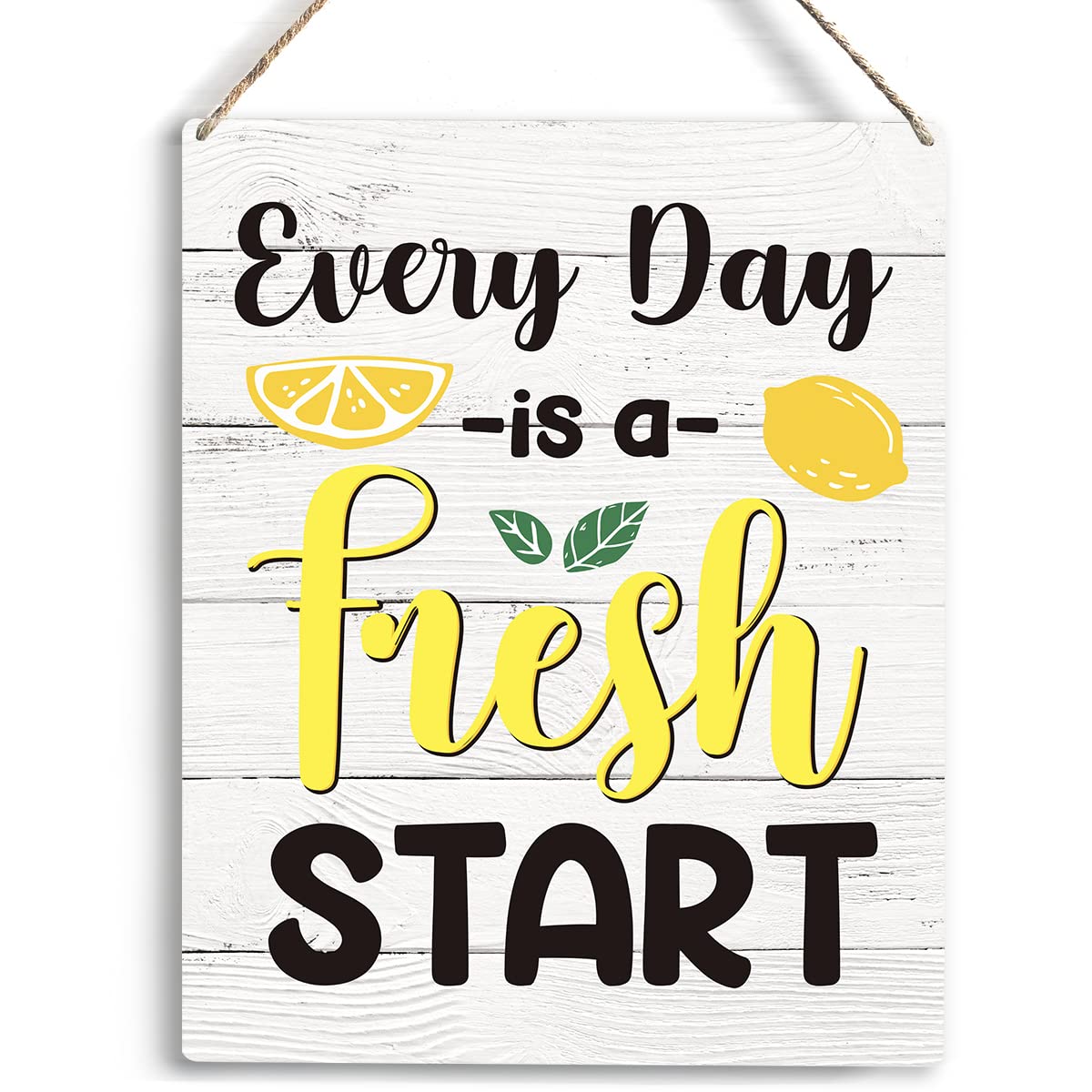 Kitchen Lemon Decor Every Day Is A Fresh Start Wooden Hanging Sign Funny For Counter Pool Bar Wall Farmhouse Wood Home Office 8x10 Inches - Home Decor