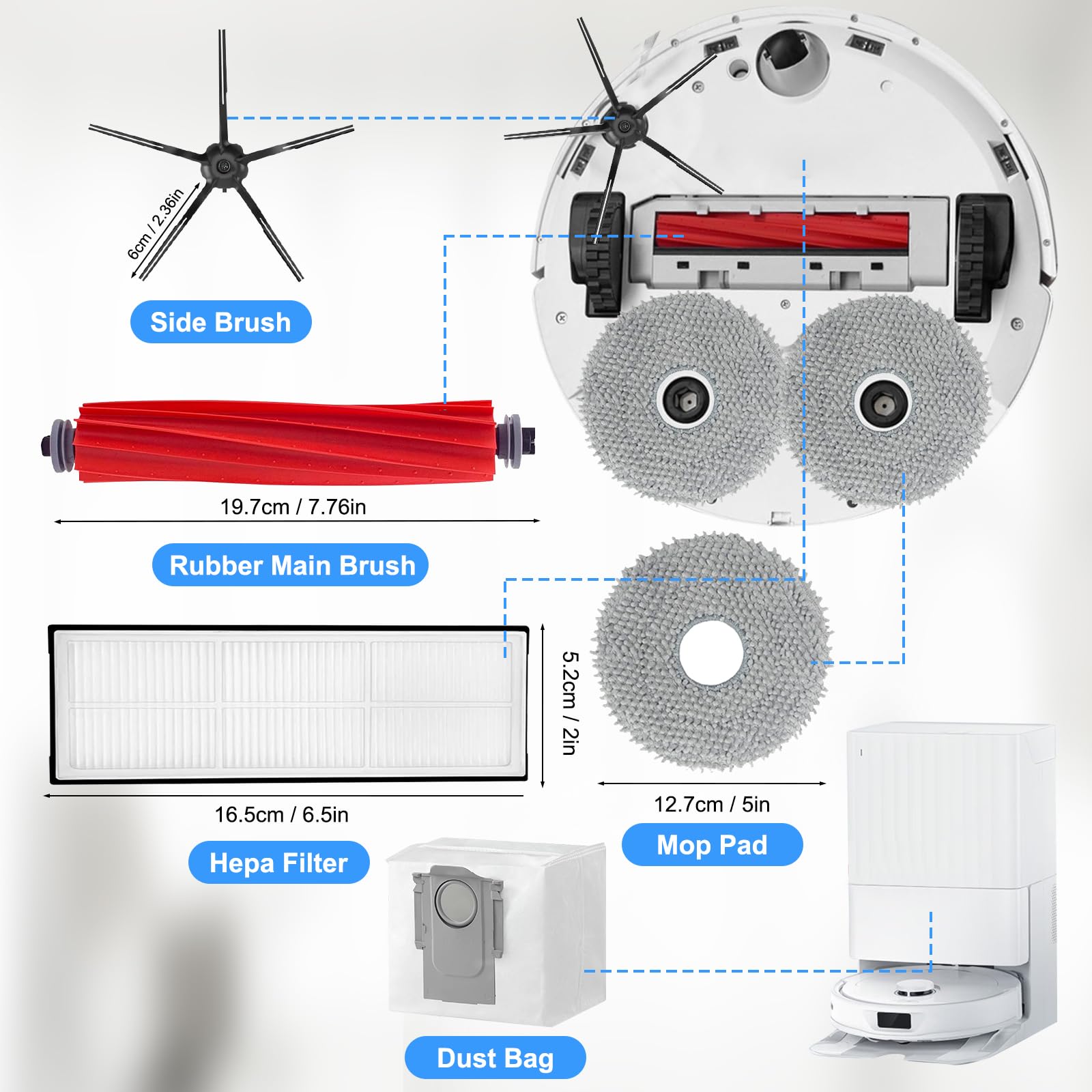 Filtres HEPA Rechange Kit Pièces Rechange Roborock Qrevo - Filtres HEPA, Brosses, Chiffons A29M Filtre HEPA Robot